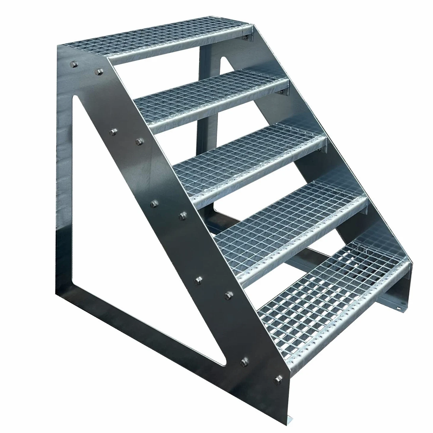 Scale con griglia in acciaio Premium 5 Gradini Scala autoportante Completamente zincata - Dimensioni (L x L x H) 101cm x 80cm x 95cm Resistente alle intemperie e alla corrosione