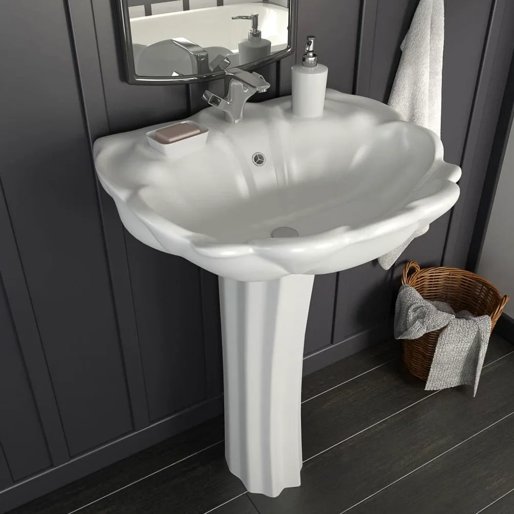 ShGaxin Lavandino a Colonna in Ceramica Bianca 580x510x200 mm,Lavandino,Lavandino Bagno,Lavandini Bagno,Articoli idraulici-143005