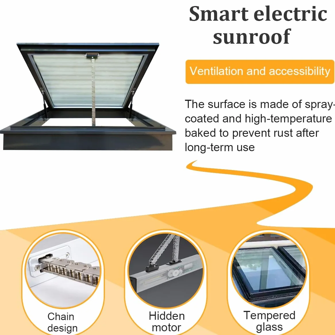 Lucernari Elettrici Intelligenti per Tetti, Finestra per Tetti con Telecomando E Sensore Pioggia, Finestra per Tetti con Doppio Vetro Temperato per Soffitta/Veranda(LxW 60x50cm/23.6x19.7in)