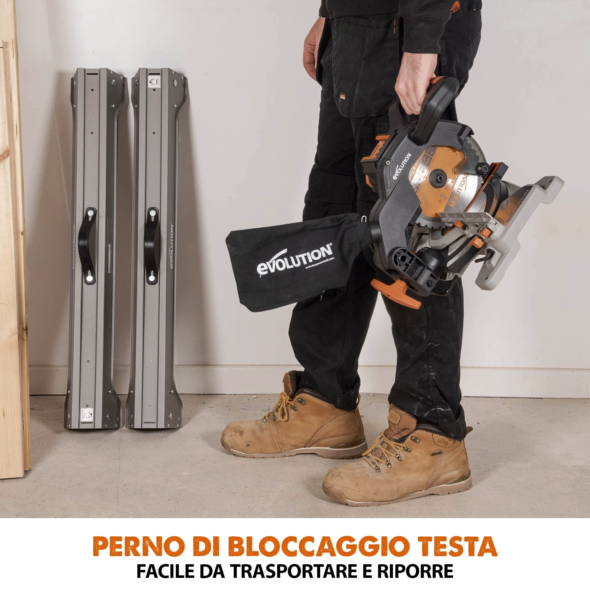 Evolution Troncatrice composta a batteria R185CMS-Li da 185 mm 18 V Li-Ion EXT Inc Lama multimateriale