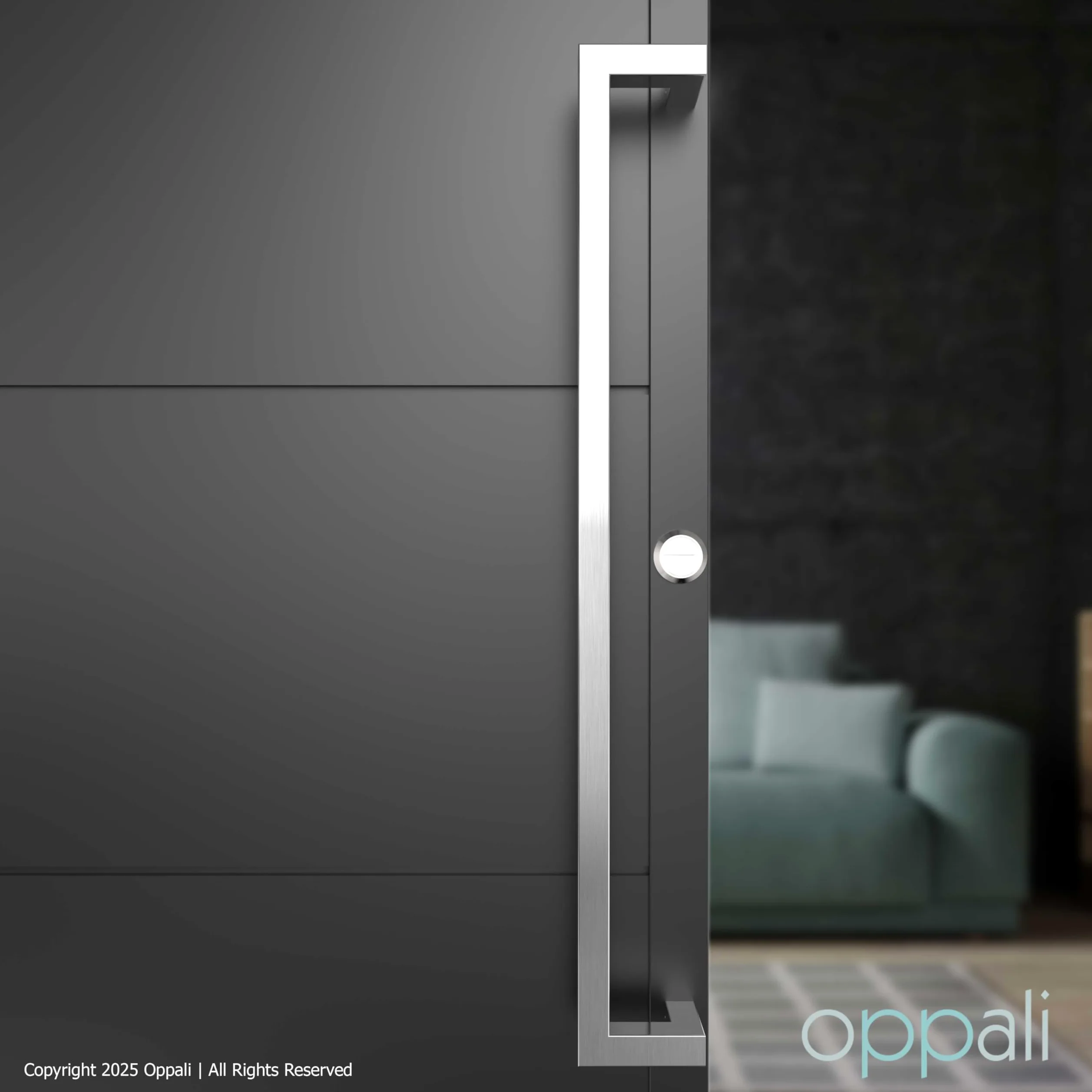 Maniglione per porta d’ingresso in acciaio inox 304 spazzolato Art.526 | Offset Pull Handle | T-Bar quadrato | 100cm Lunghezza totale