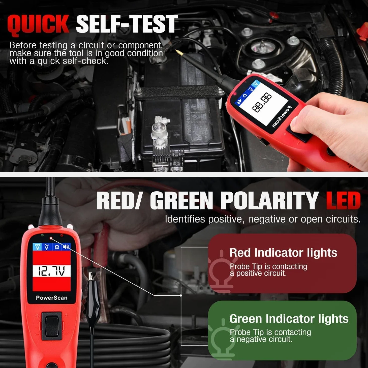 Autel PowerScan PS100 Kit Sonda Circuito, Strumento Diagnostico Sistema Elettrico12-24V, Interruttore Circuito Integrato, Lettura Resistenza Corrente CA/CC, Test Cortocircuito/Continuità/Sonda/Segnale