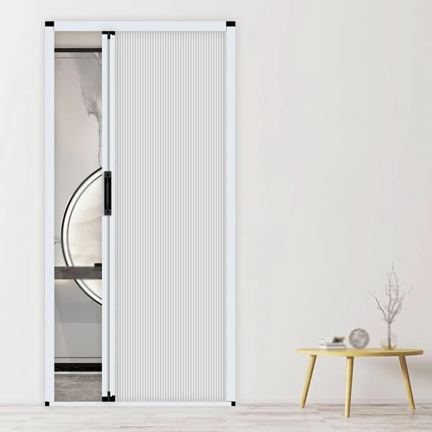 Porte oscuranti a fisarmonica per porta,Porta a soffietto for interni,Cancello pieghevole senza trapano,con Telaio in Lega Alluminio,Per Bagno Doccia Armadio Cucina Dispensa,cucina e