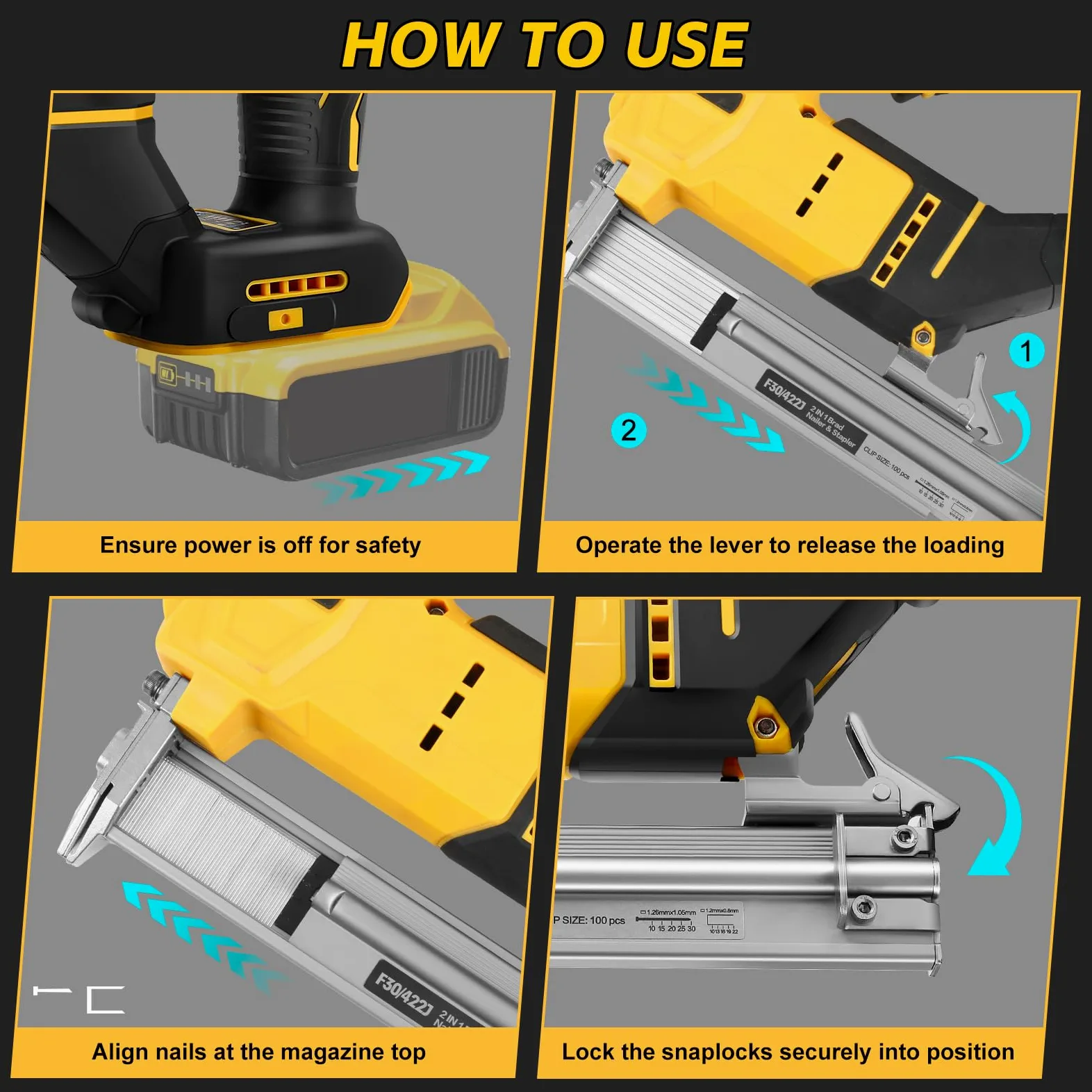 Chiodatrice senza fili compatibile con batteria Dewalt da 20 V (senza batteria), cucitrice elettrica senza spazzole da 18 GA con 500 chiodi e 500 punti, pistola per unghie senza fili a 2 modalità per