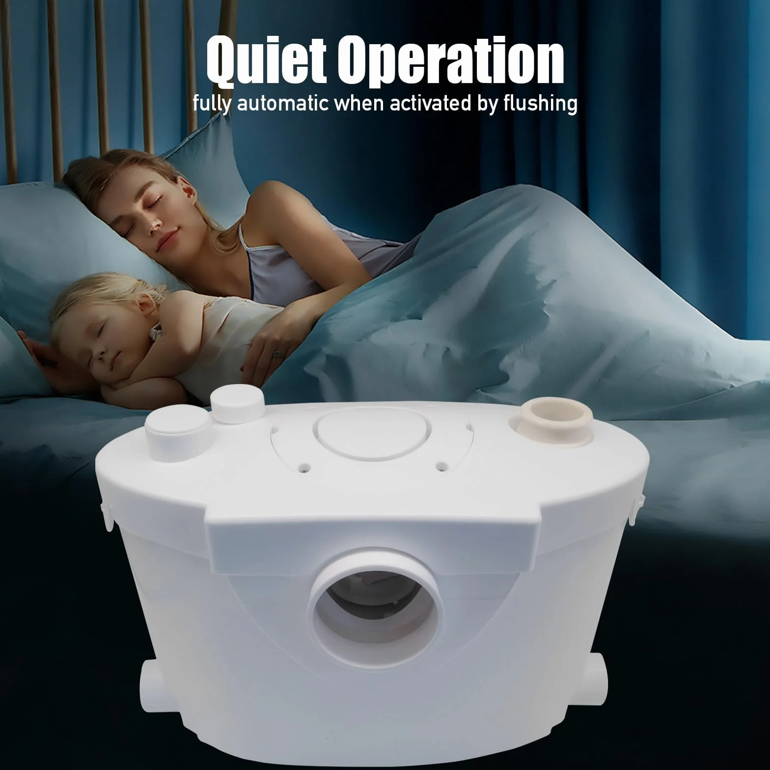 Trituratore WC Maceratore Pompa 400W, Pompe per Fognature Sanitarie 145L/min 4 ingressi, Pompa di sollevamento Doccia 8m linea di trasporto verticale per WC, Doccia, Lavandino