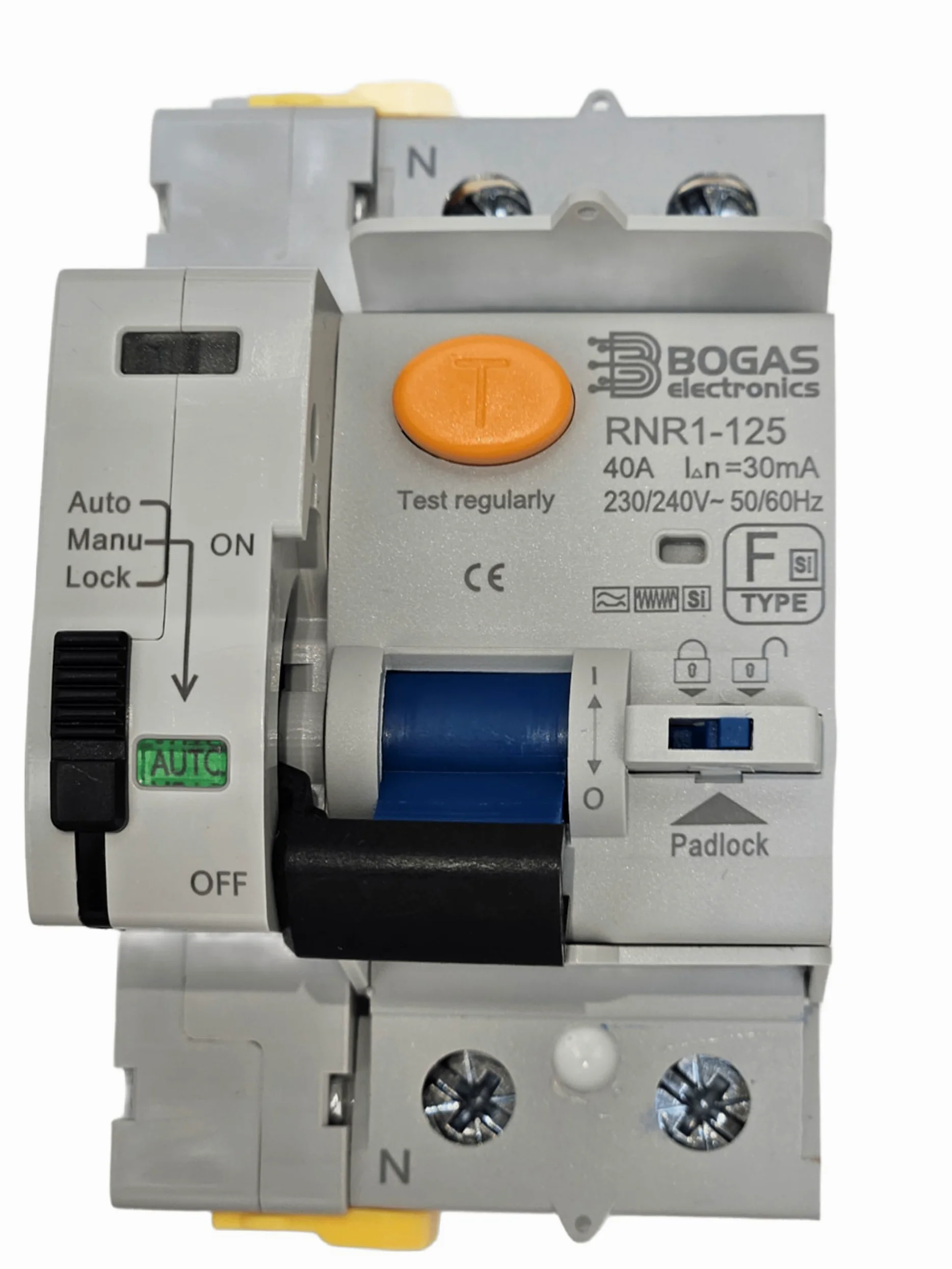 Differenziale Type F-SI |40 ampere|30mA|2 poli (N+F)| con certificazioni ufficiali e C E | (Type F-SI riarmante 40A 30mA)