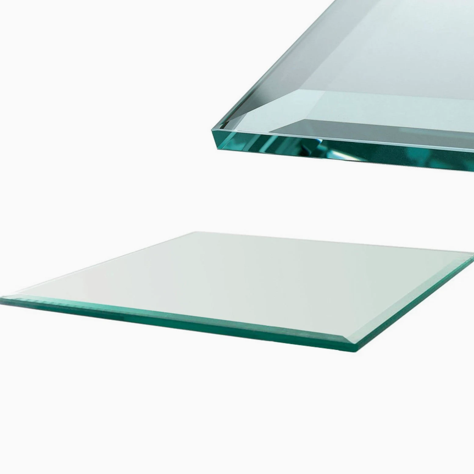Euro Tische Piano in vetro 100x50cm per caminetto e tavolo a taglio sfaccettato, piastra di protezione con vetro di sicurezza ESG da 6 mm, base in vetro per caminetto (vetro trasparente)