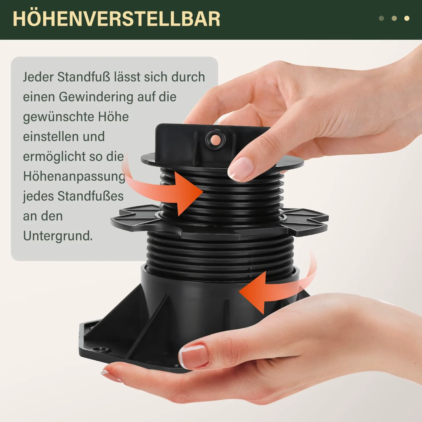 Herrselsam - 50 cuscinetti per pannelli, cuscinetti per piastre, supporti regolabili in altezza, 60 - 140 mm, per assi da terrazzo, per sottostruttura in legno, WPC e pietra