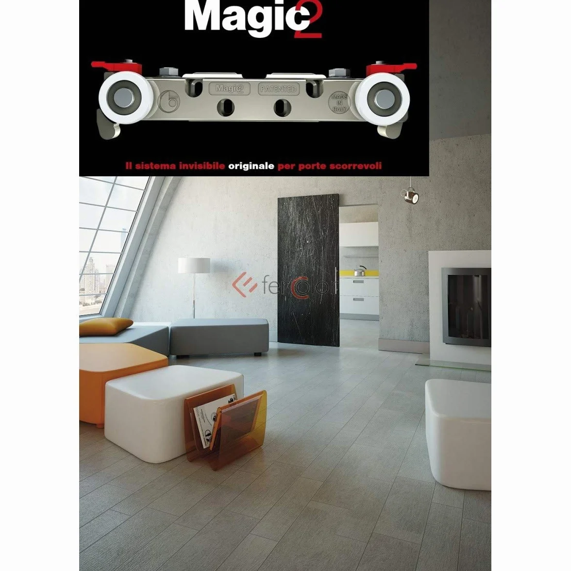 Scorrevole porta con binario a scomparsa Magic da 1100 Terno Scorrevoli