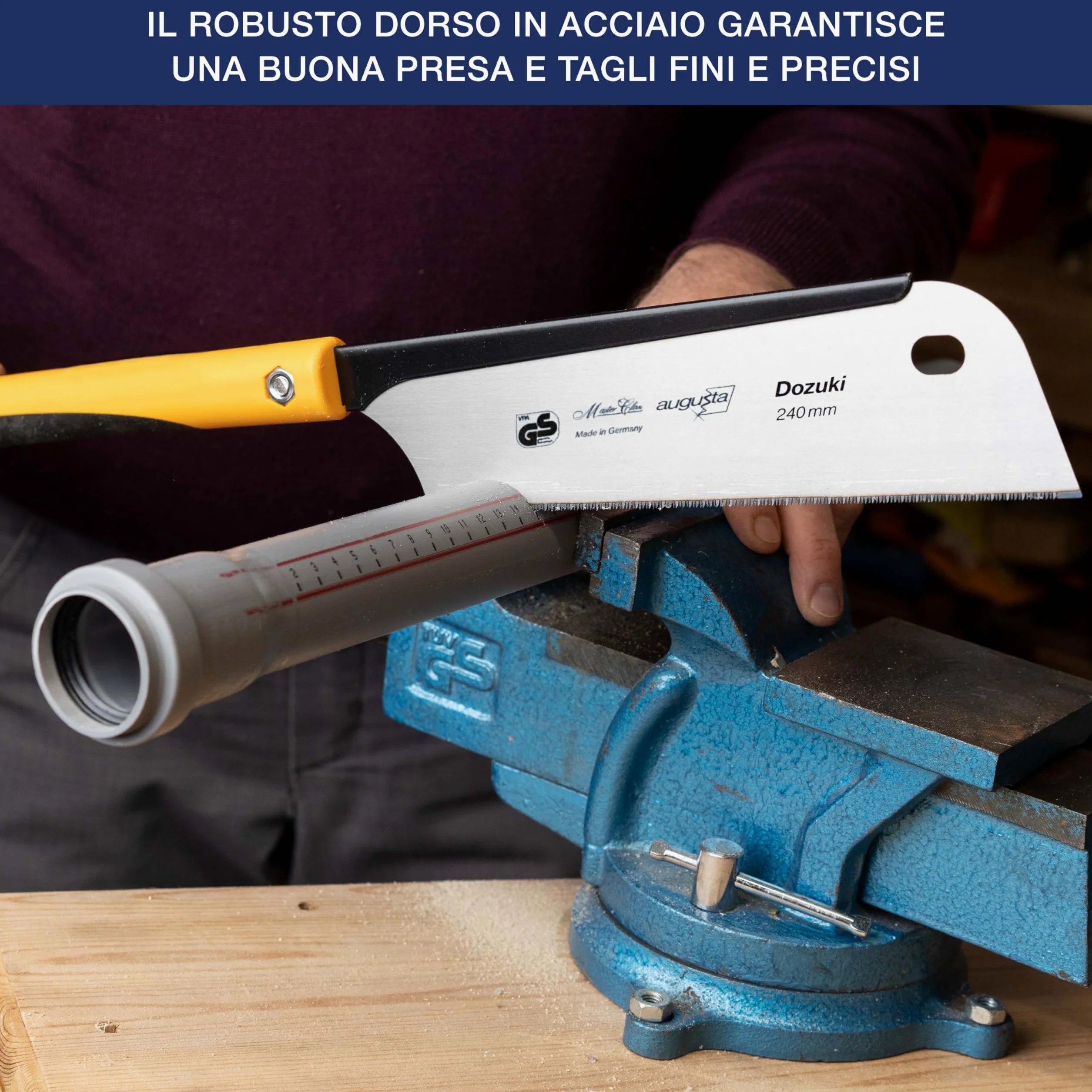 Sega giapponese Augusta-Heckenrose Dozuki - sega tradizionale con robusto dorso in acciaio e impugnatura comfort 2K - taglio diamantato su tre lati - dentatura speciale per tagli fini nel legno