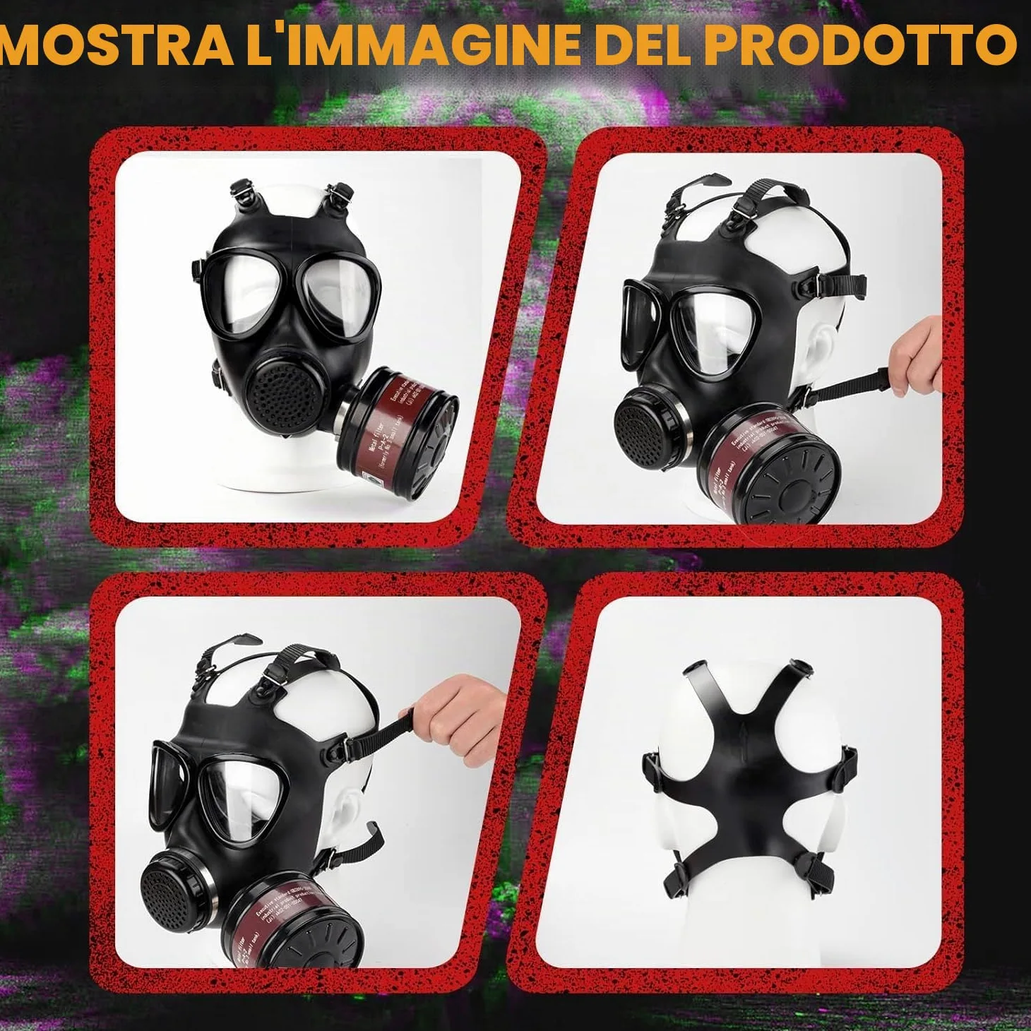 Maschera antigas con filtro, maschera respiratoria riutilizzabile anti-polvere per levigatura, lavori di costruzione, verniciatura a spruzzo, prodotti chimici, taglio, lucidatura a macchina