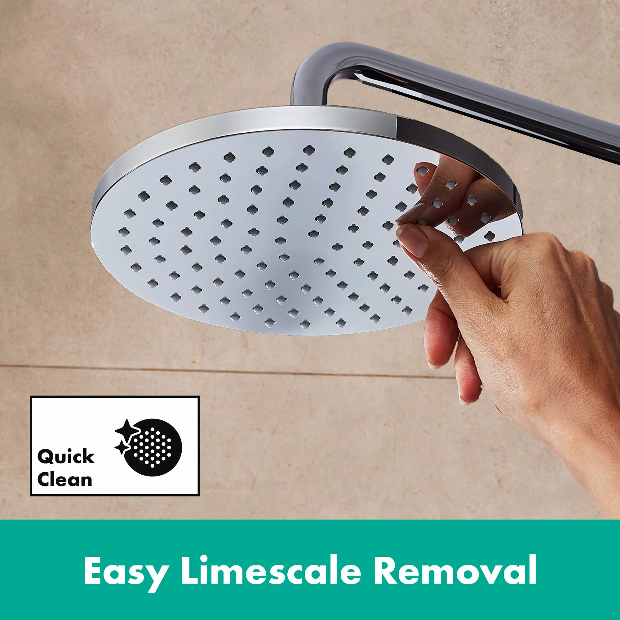 hansgrohe Vernis Blend - Soffione doccia a risparmio idrico max. 7 l/min (EcoSmart), Doccia a pioggia rotondo (205 mm) con 1 getto, con funzione anticalcare, cromo, 26277000
