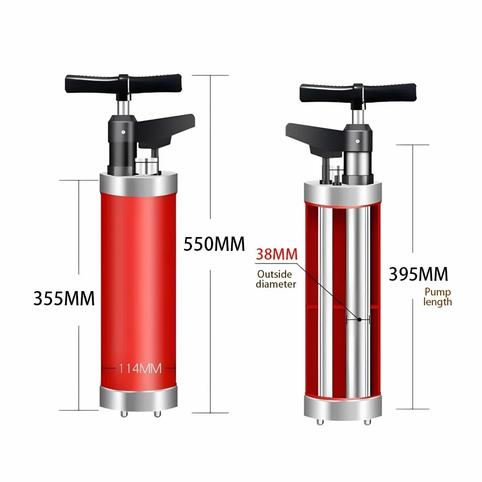 Sturalavandini a Pressione con Barometro, Pompa Stura Scarichi a Pressione, Sturalavandino ad Aria Compressa con 4 Ventose, per WC Lavandino Vasca da Bagno