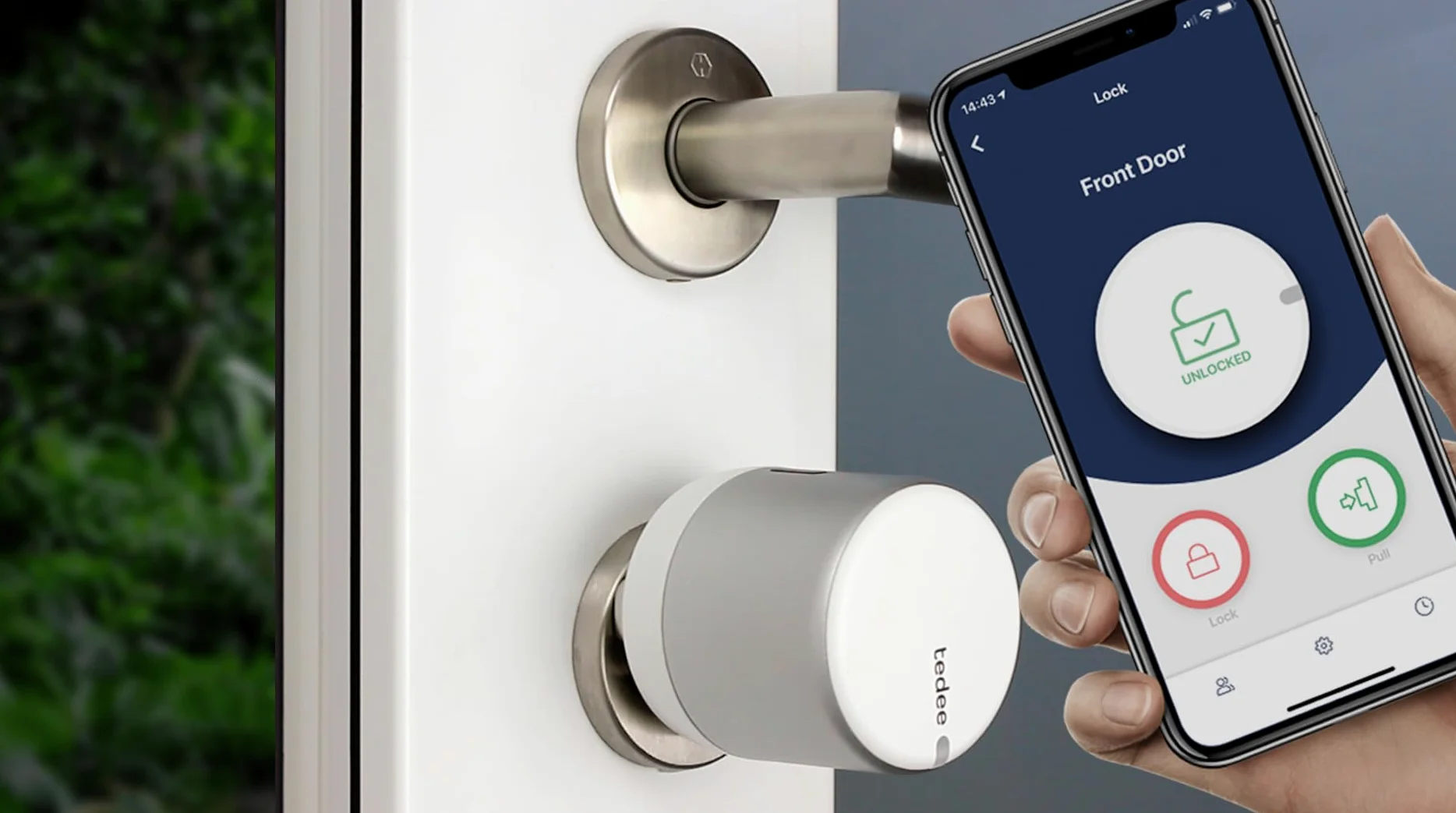tedee Go Serratura Smart senza Conversione, Elettrica Keyless Access con Certificazione AV-TEST, Serratura Sicura per Porta con Chiusura Automatica e App, Sicurezza Casa Smart Lock, Argento