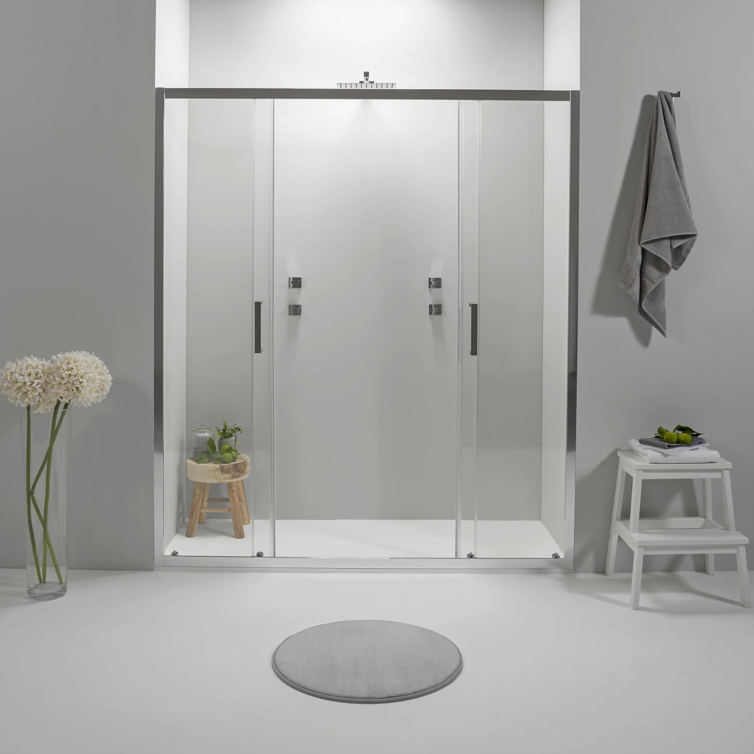 Porta Doccia Nicchia Scorrevole 180 x 190 cm - Vetro Temperato 6 mm, Trasparente, Profilo Cromato, Chiusura Magnetica e Sistema Antigoccia - Facile da Installare e Pulire