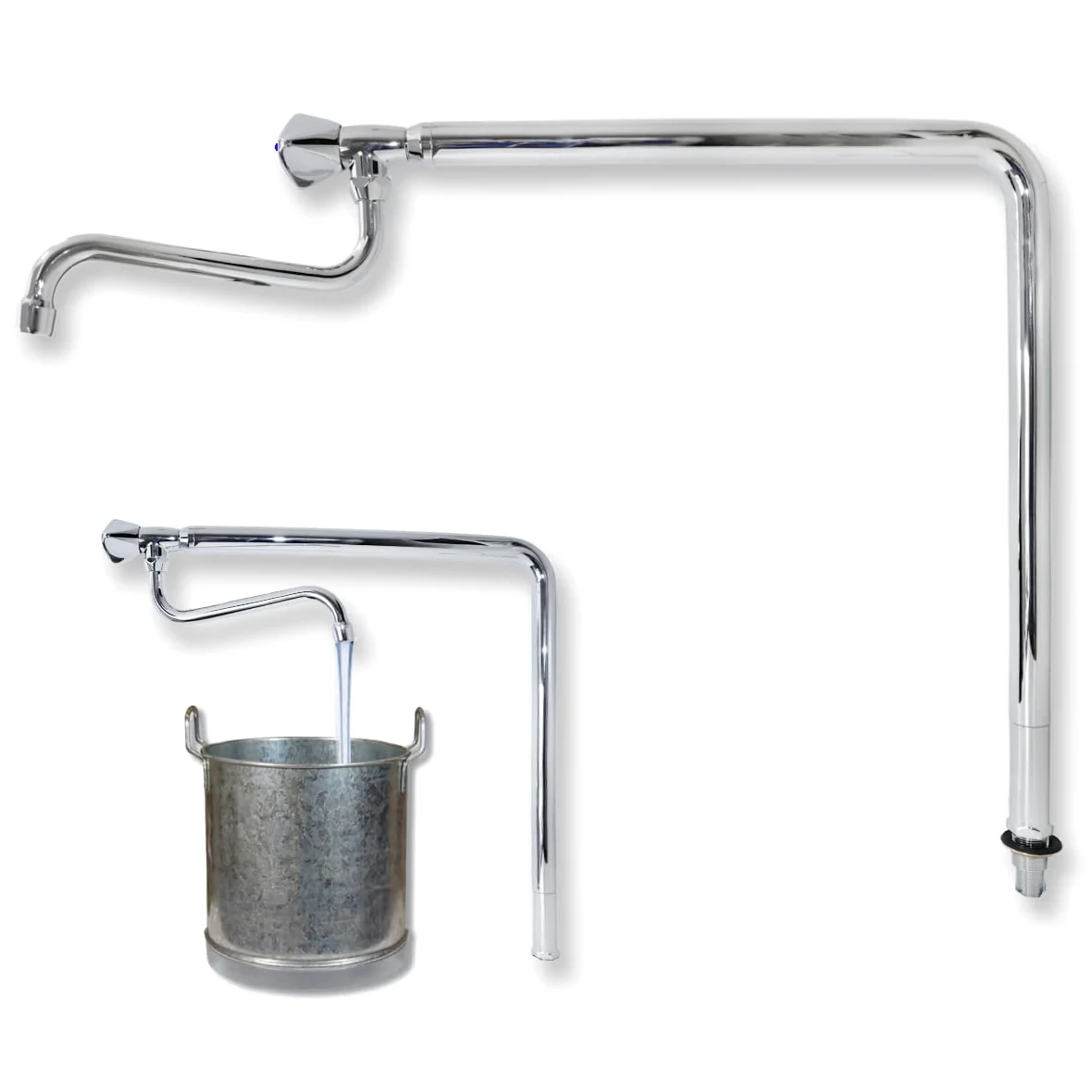 GOLDMAN SERVICE Rubinetto industriale a colonna orientabile un acqua con pomolo e beccuccio alto per alberghi, industrie, sanità, cucina, sala da pranzo, officine