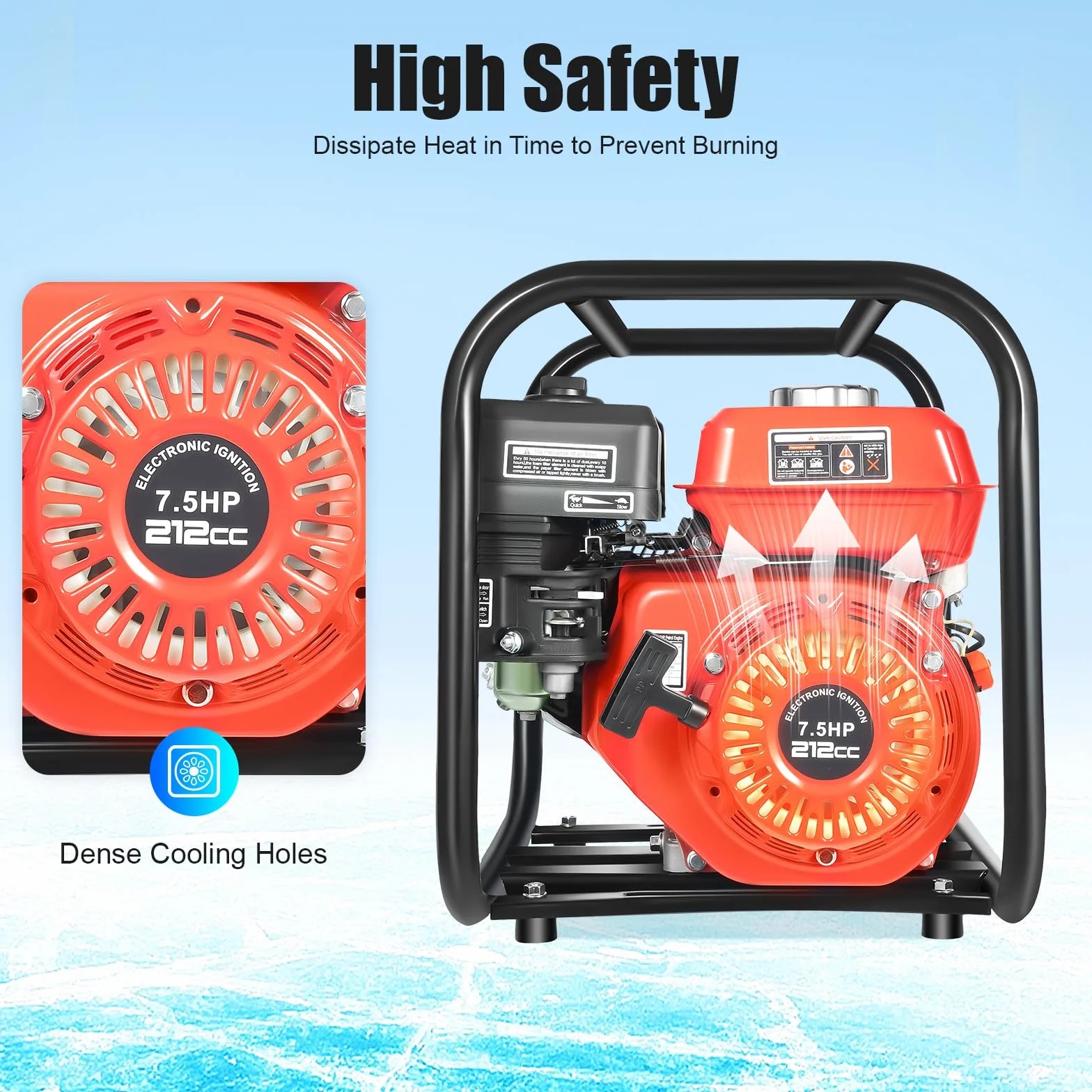 7.5 Hp 2" Portable Gas-Powered Semi-Trash Water Pump Gasoline Water Pump 7.5 Portable Gas Powered Water Gasoline 7.5M Pantaloni
