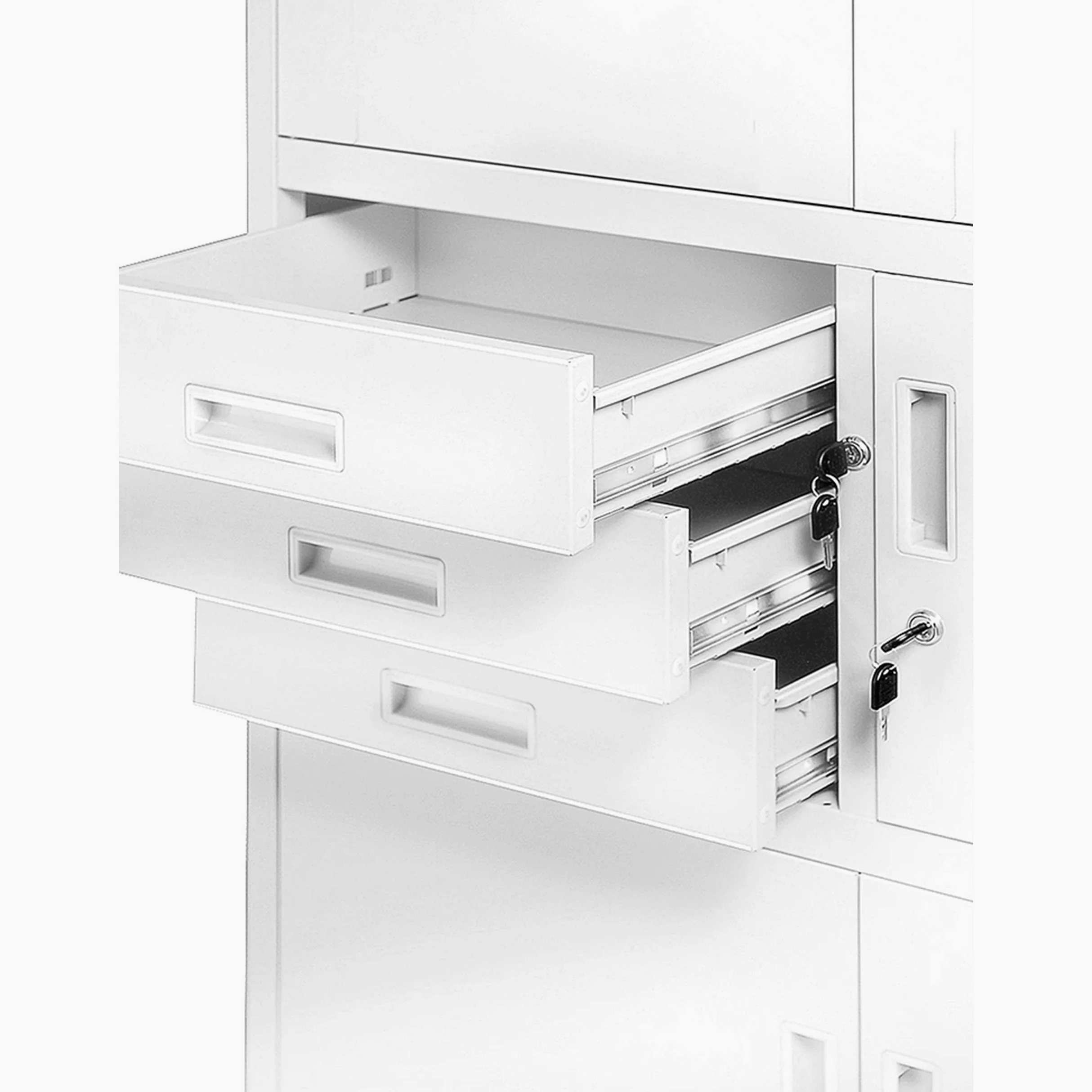 Jan Nowak Armadio per archivio ufficio C018S armadio metallico vano segreto cassetti verniciatura a polvere Lamiera di acciaio 185 cm x 90 cm x 40 cm (bianco)