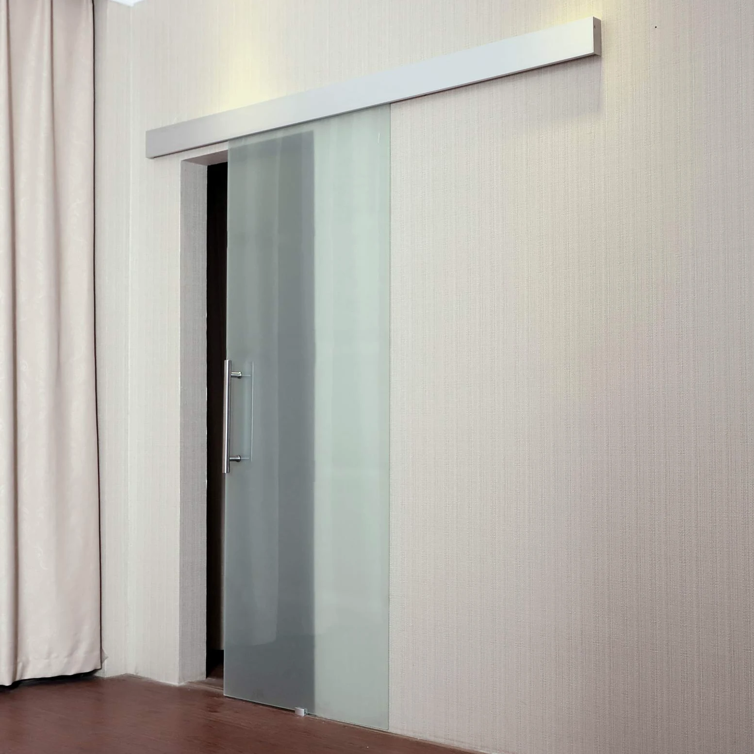 HOMCOM Porta Scorrevole Interna in Vetro Smerigliato con Binario e Maniglia per Bagno Cucina Studio 205 x 90 x 0.8cm