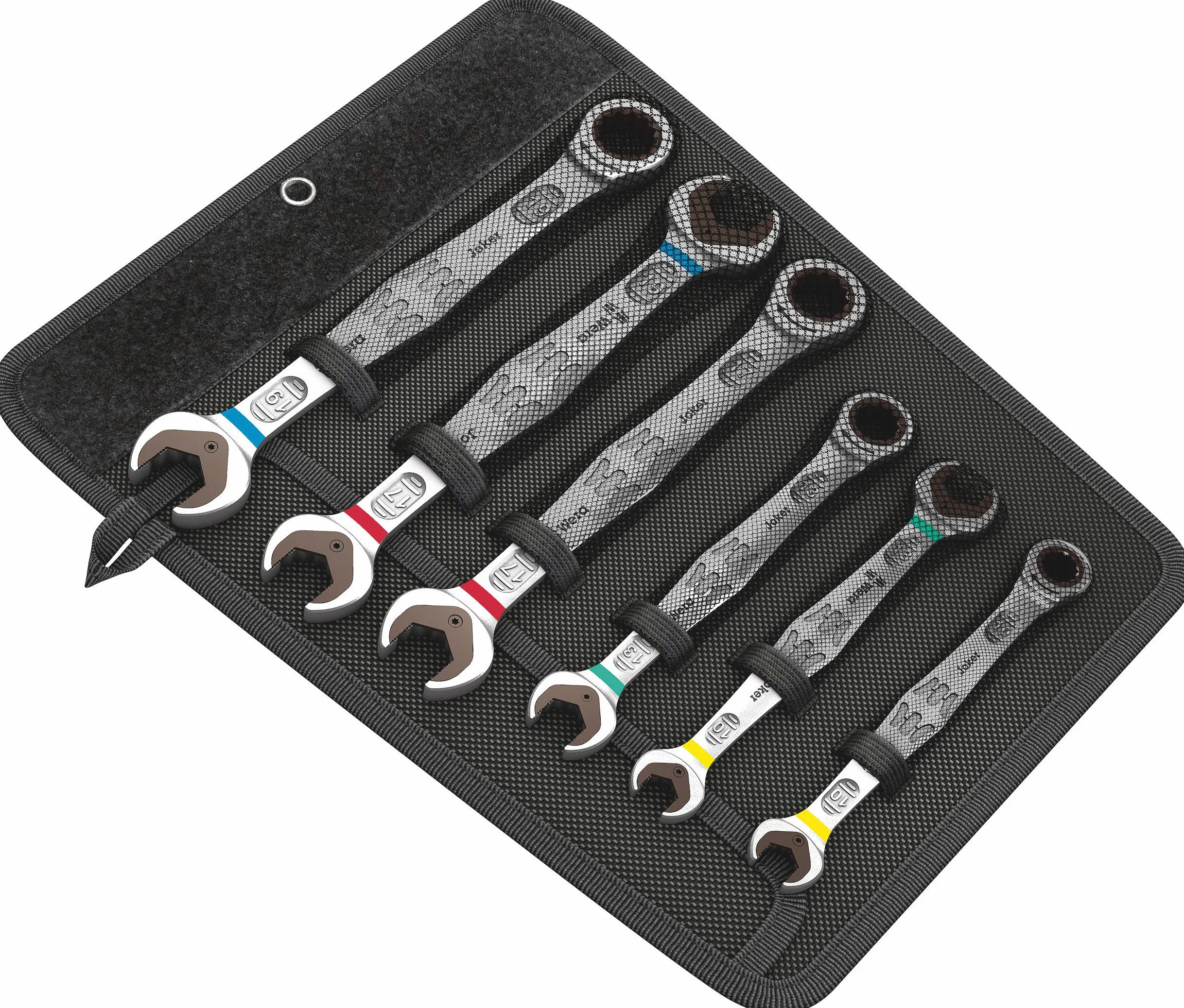 Wera 05020022001 6000/6002 Joker 6 Set 1, Kit con chiavi a forchetta doppia e combinate a cricchetto, metrico, 6 pezzi