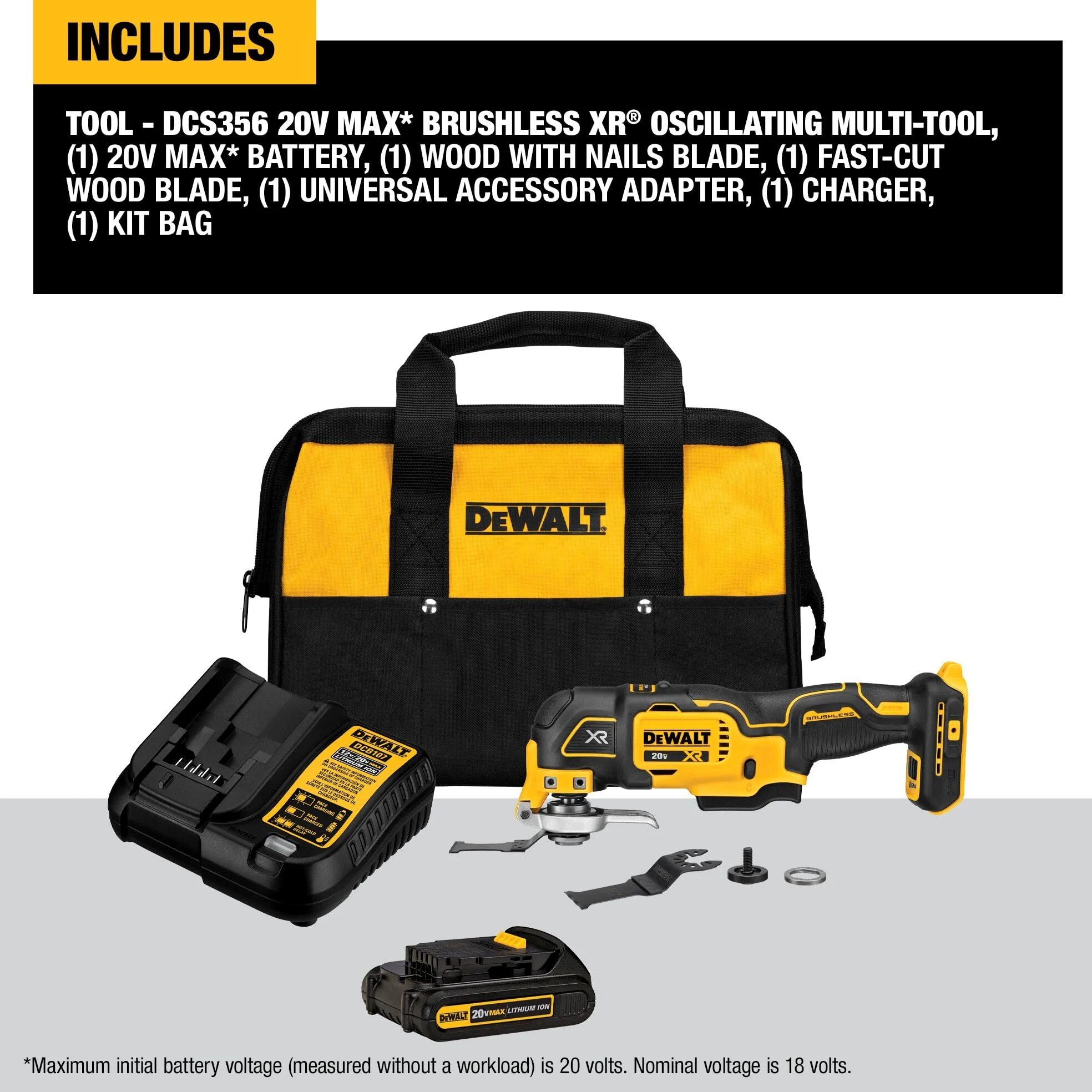 Dewalt DCS356C1 - Kit di utensili oscillanti 20 V MAX XR, 3 velocità