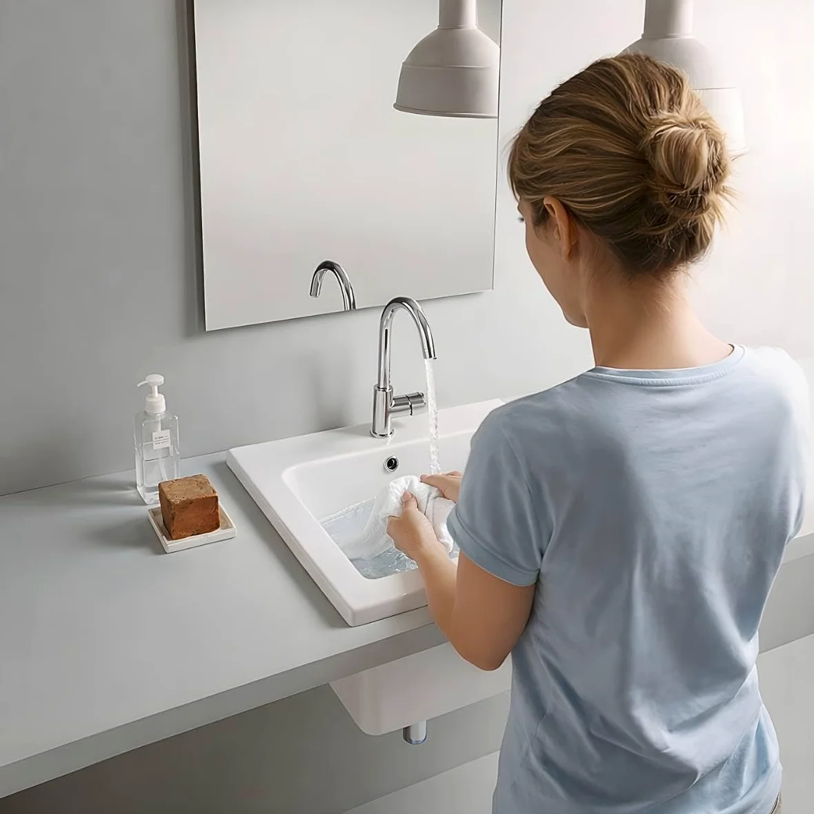 LAVABO LAVATOIO PILOZZO CERAMICA 60 x 51 YORK PROFONDO 25 CM TUTTA VASCA PER TOP O MOBILE DA INCASSO O INSTALLAZIONE CON STAFFE ANCHE IN ESTERNO IDEALE PER MOBILE DI DESIGN