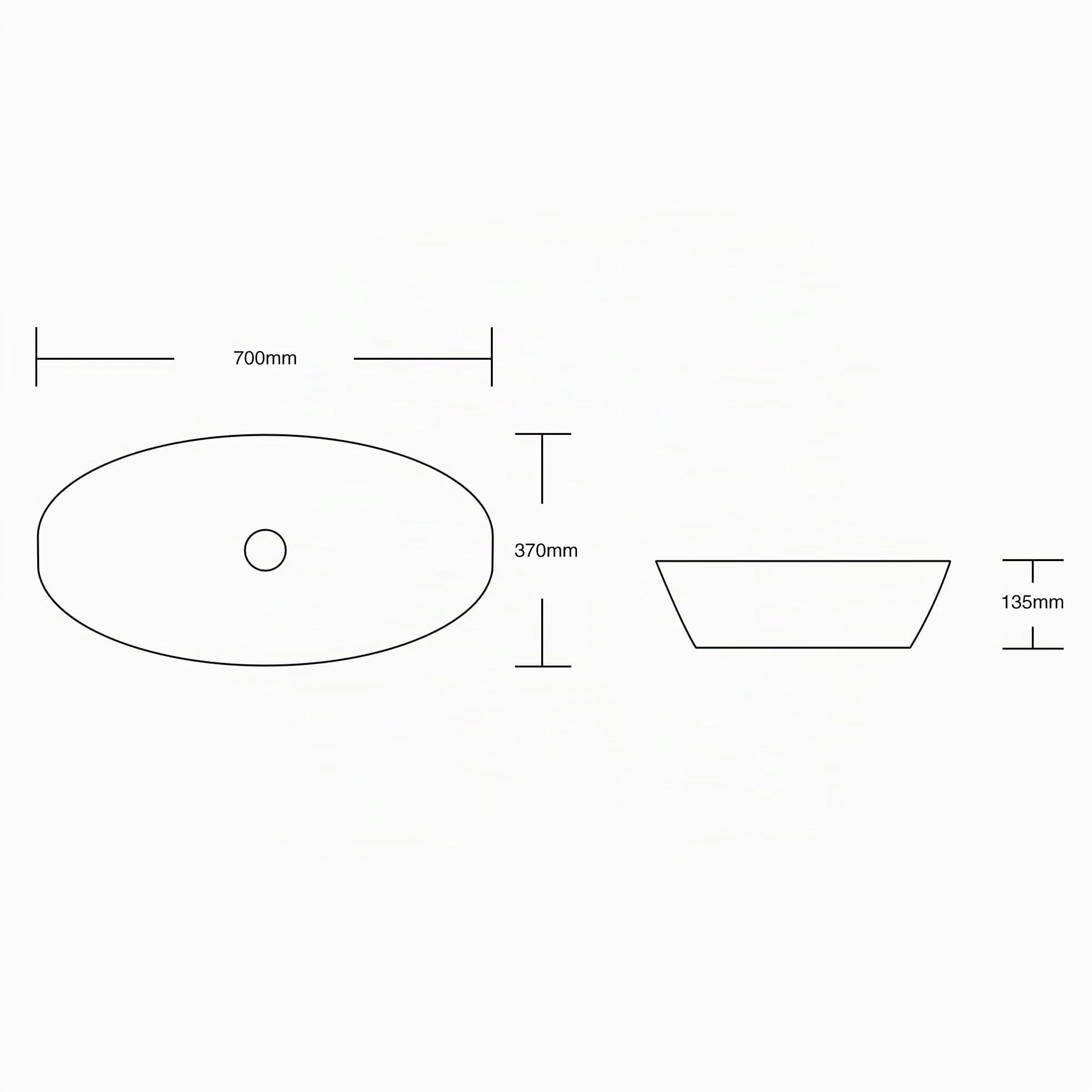 Mai & Mai Lavabo da Appoggio 70x37x13,5cm, Lavandino Bagno in Ceramica con Nano Rivestimenti inclusi, Bianco, Brüssel104