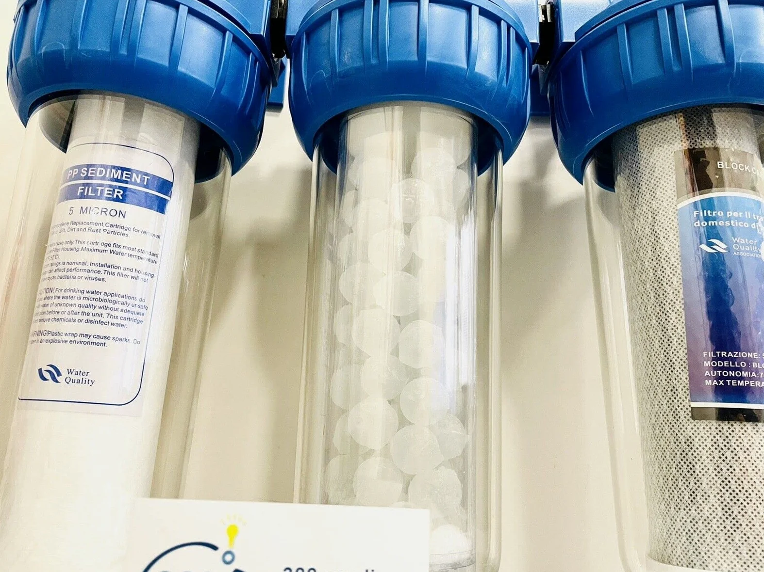 KIT FILTRO TRATTAMENTO ACQUA ø 1 ” POLICE ANTIRESIDUI ANTICALCARE E CARBONI ATTIVI SEDIMENTI