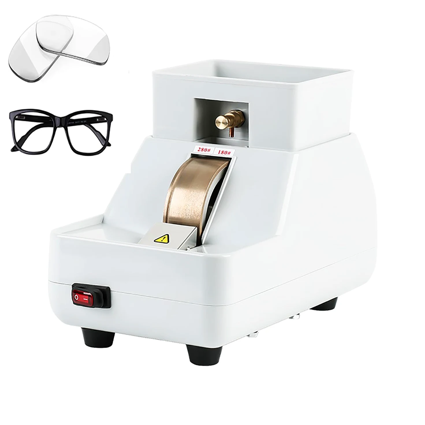 Smerigliatrice per Lenti, Molatrice per Lenti Ottiche Manuale, Lucidatrice per Lenti Tre in Uno, Lucidatrice per Lenti con Lavandino/scanalatura a V Rimovibile, Diamante Largo 35 Mm