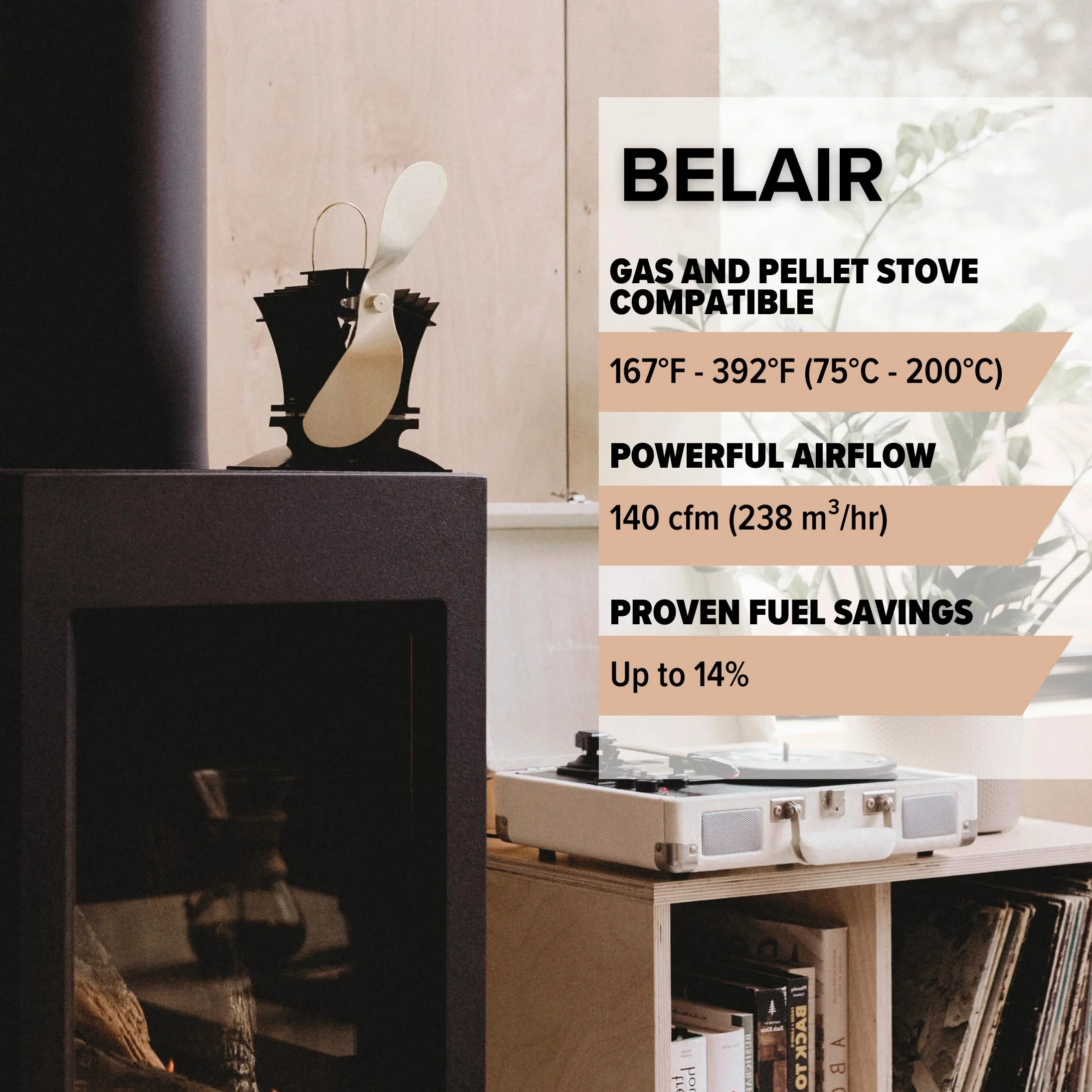 Ecofan 806EUKBX Ventola per Stufa a Legna alimentata a Calore, in Nichel, multilingue