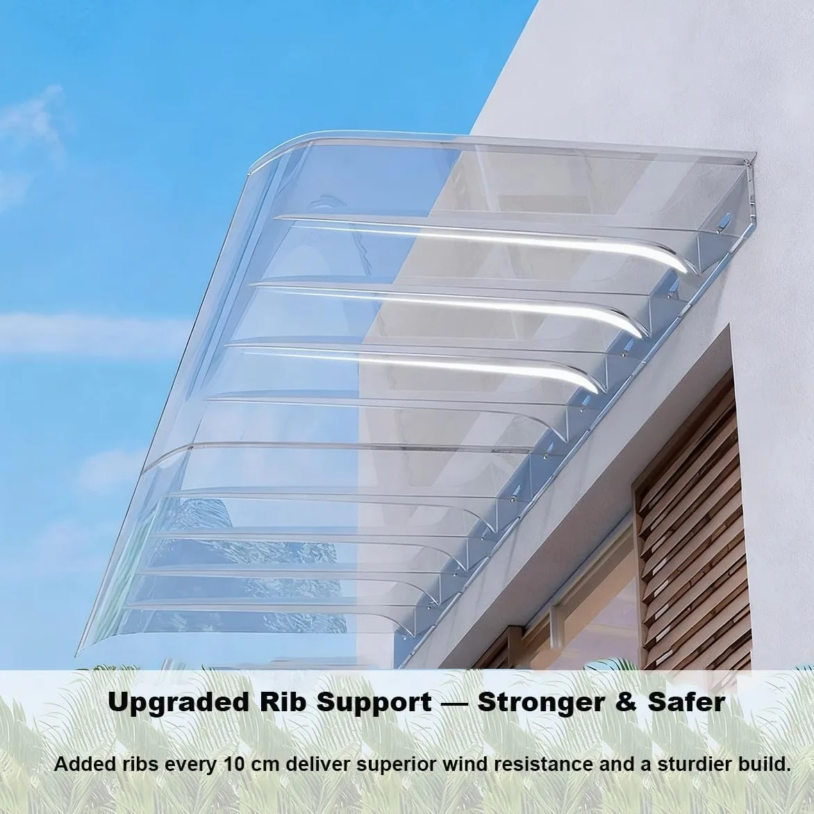 Pensilina da Esterno 120 200 300 150 110 100 cm, Tettoia in Policarbonato 3.5mm Trasparente/Marrone Pensiline per Porta e Finestra, Copriporta Antipioggia(Clear,60x240cm)