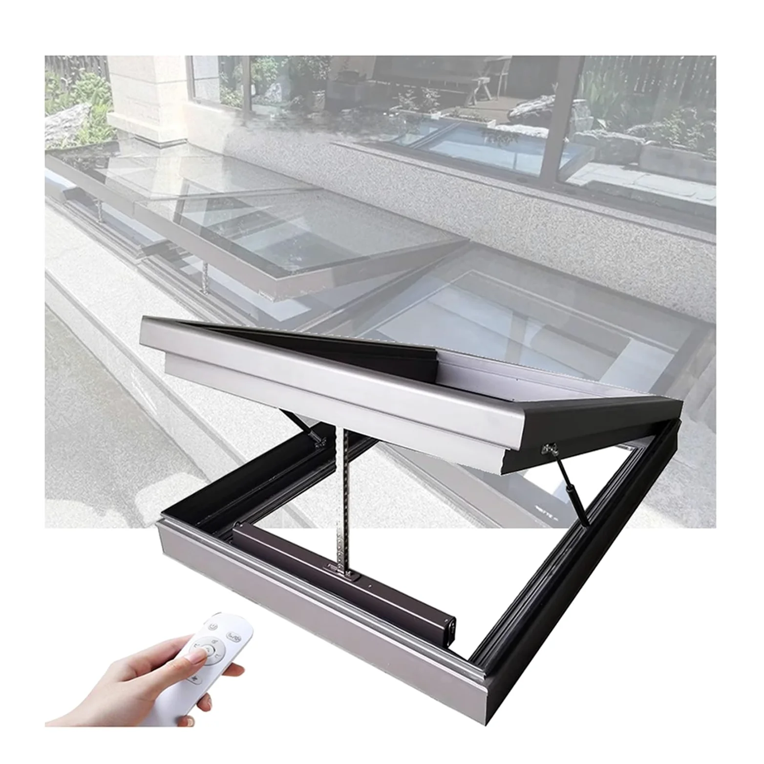 Personalizzabile Finestre Tetto Lucernario, Doppi Uscita D'emergenza Illuminazione Finestra Pozzo, Telaio Alluminio Elettrico Sensore Pioggia Tutto Uno Ventilazione(40x80cm)