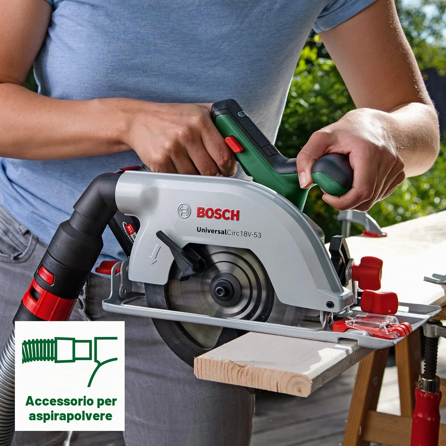 Bosch Sega circolare a batteria UniversalCirc 18V-53 (taglio preciso nel legno; profondità di taglio max. 53 mm; 18 Volt System; senza batteria)