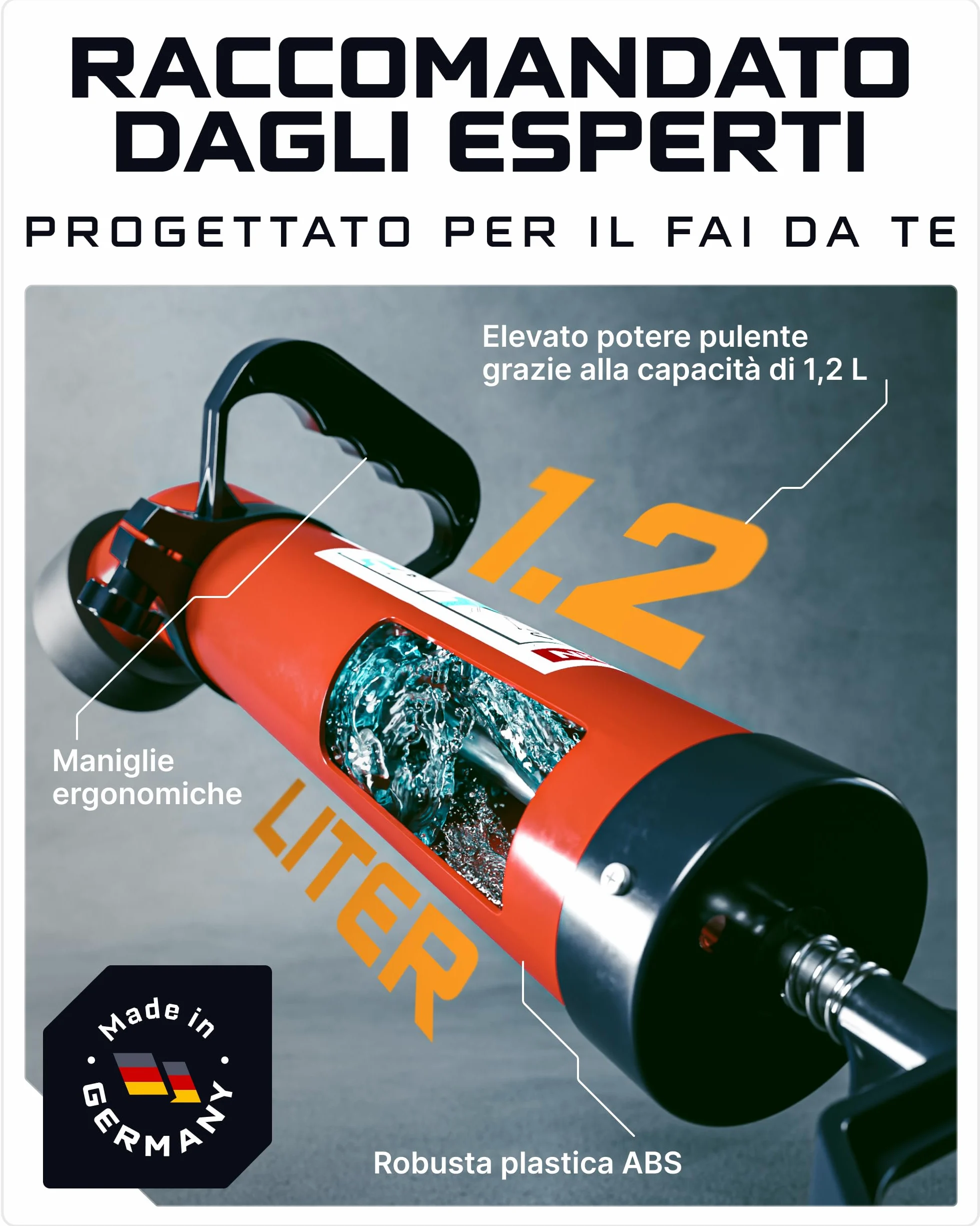 WERKSTEIN Sturascarici ad alta pressione I Stura lavandini e scarichi professionale I Pompa sturalavandini e scarici di alta qualità I per una pulizia rapida ed efficace dei tubi I Incl. 2 adattatori
