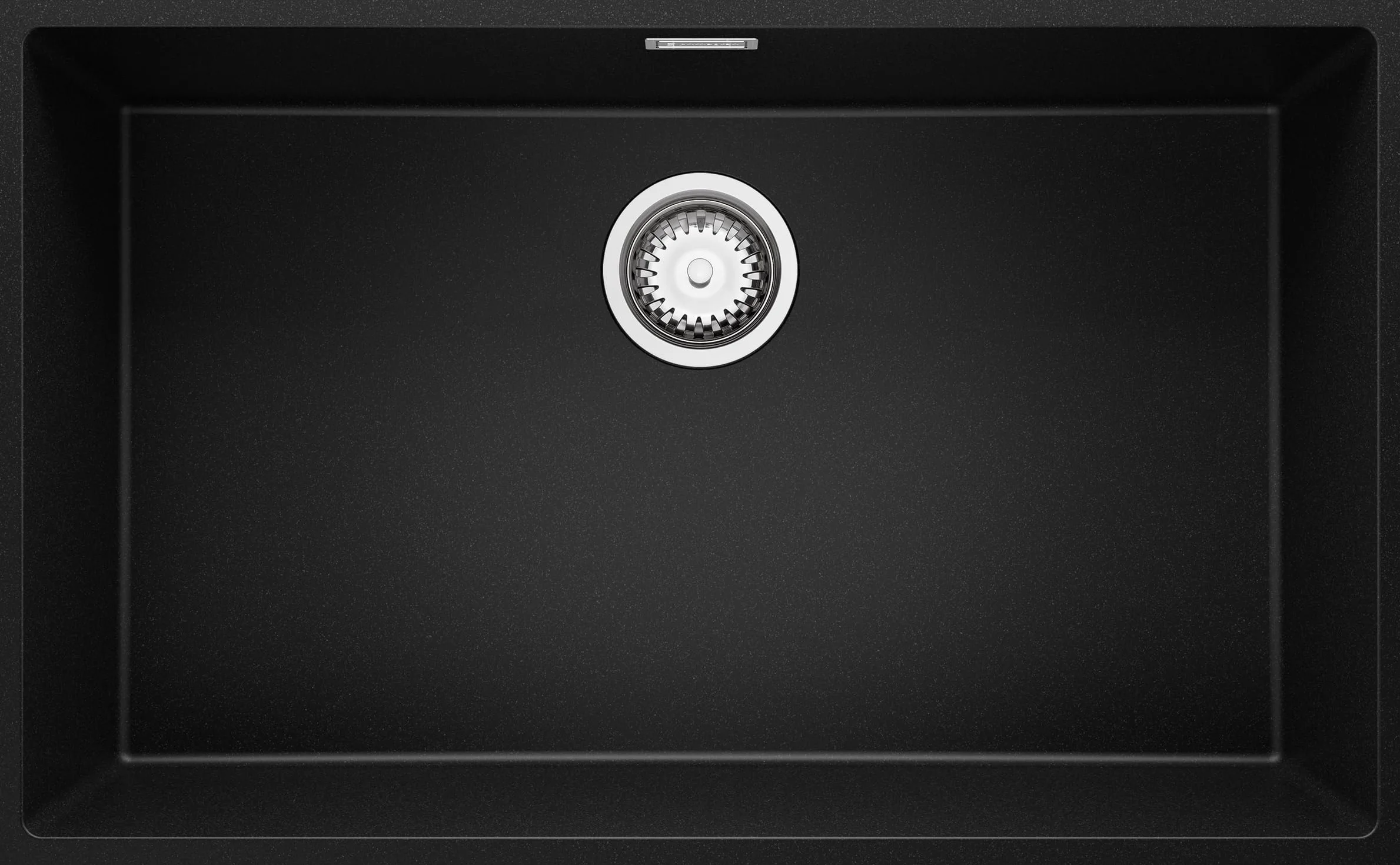 PRIMAGRAN Lavello da Cucina Nero 76x47cm, Lavandino in Granito a 1 vasca + Sifone Classico, Lavabo da Cucina Incasso al Mobile 80cm - London Slim S477