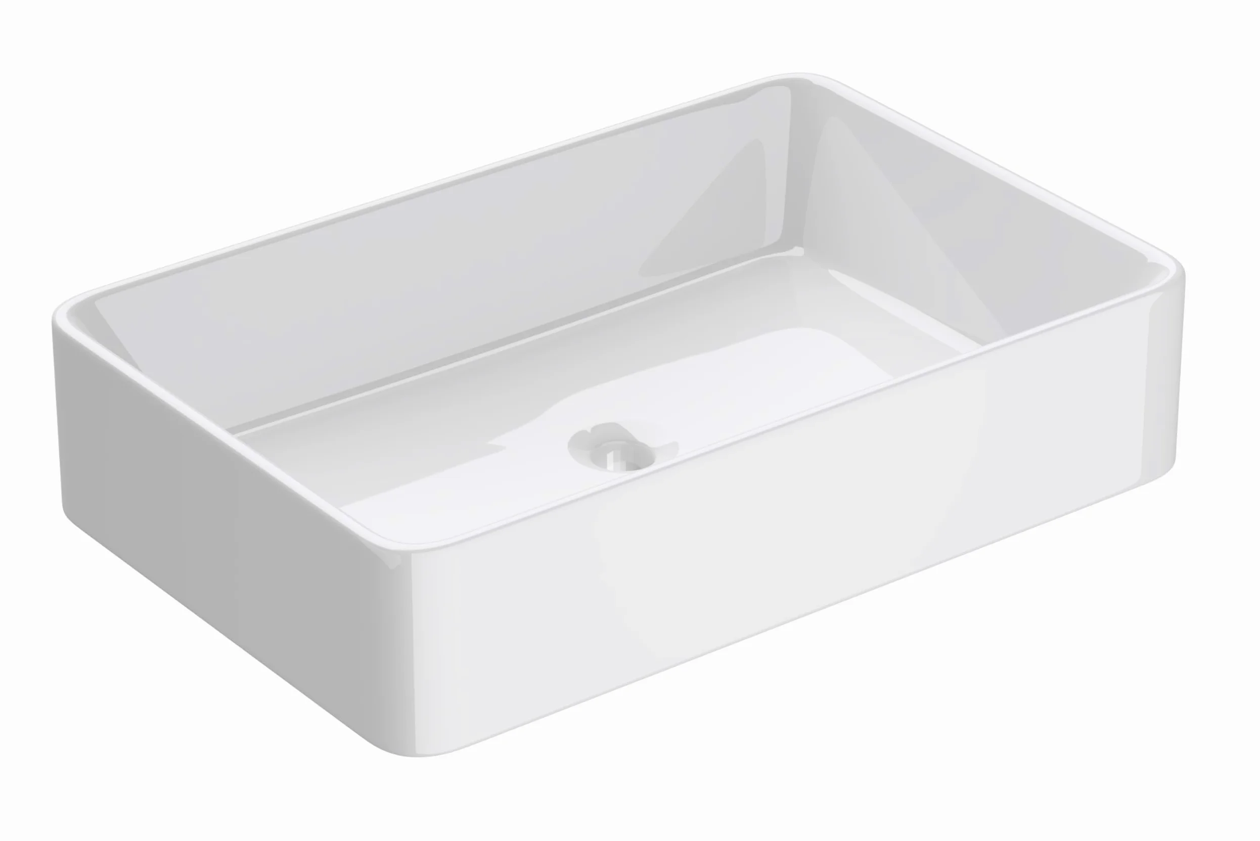 doporro Lavabo Bagno Rettangolare Lavabo da Appoggio in Ceramica Lavandino con Bordo Sottile 58x37x13,5 cm Bianco Lucido Lavamani Lavello senza Foro Rubinetto per Guardaroba Bagno Brüssel105D