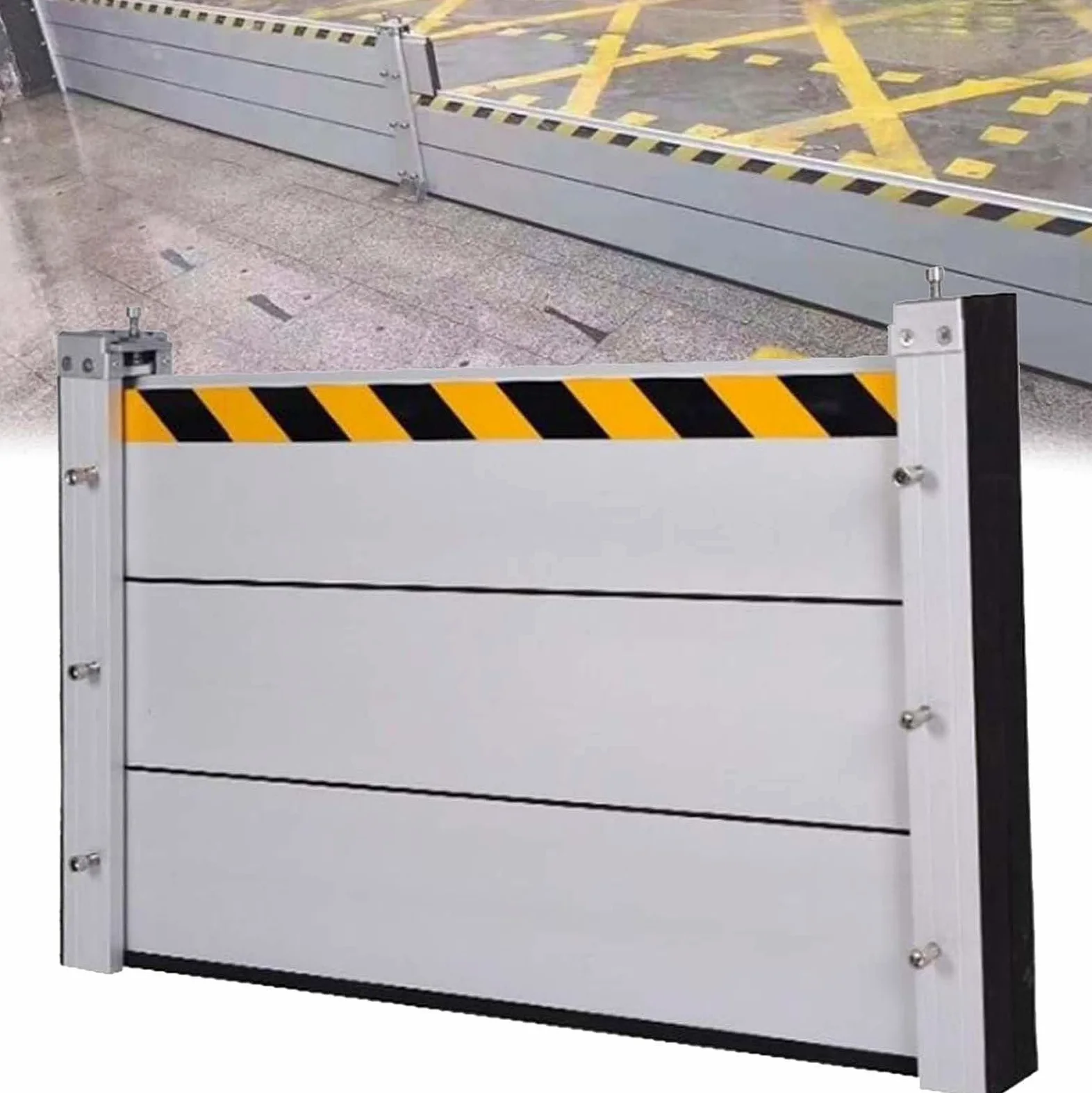 Generico Barriera Antiallagamento Paratia Antiallagamento per Porta Esterna Barriera Antiallagamento per Porta Guarnizione Porta Garage Barriera Antiallagamento per Strada Cancello,Argento,300 * 60cm