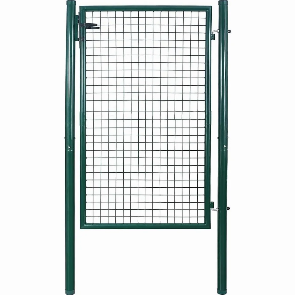 Bakaji Cancello Cancelletto Porta a Rete per Recinzione Giardino Telaio in Acciaio Verniciatura a Polvere Dimensione 106 x 200 cm Chiusura a Chiave 3 Chiavi Incluse Colore Verde