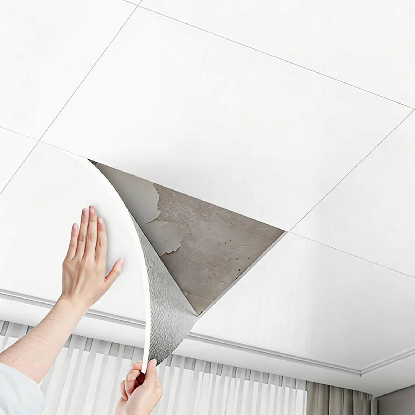 Pannelli Polistirolo Pannelli Autoadesivi per Controsoffitti da Bagno, Pannelli Decorativi Eleganti per Soffitti (fai-da-te), Piastrelle Adesive in PVC per Pareti(White,100 pcs (Cover 9 m²))