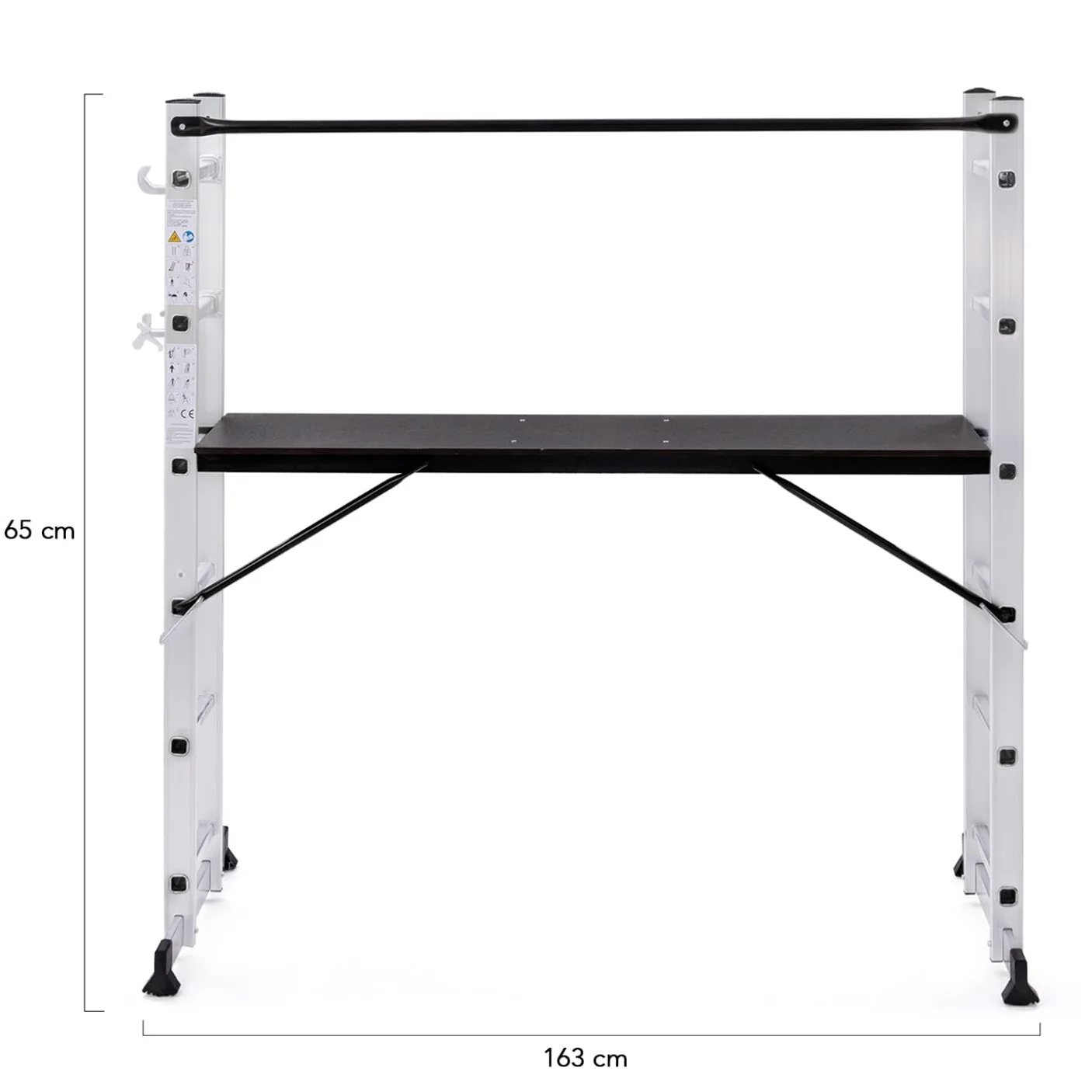 IDMarket - Ponteggio a scala multiuso in alluminio con piattaforma modulare su ruote, altezza 165 cm