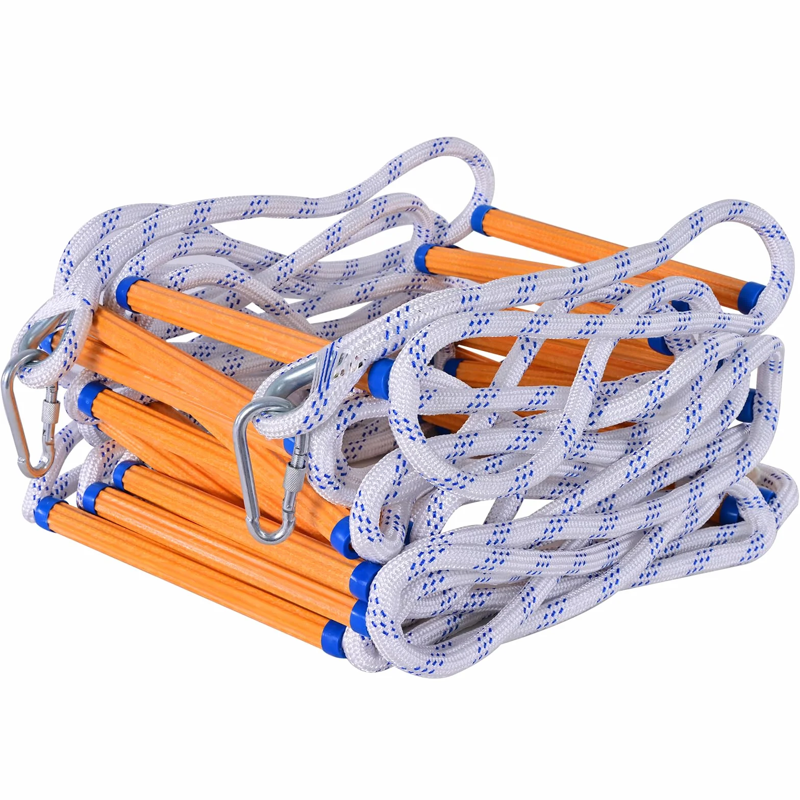 Scala di Corda, Scale di Emergenza 15M Scaletta di Corda di Sicurezza Portatile Scala Pieghevole con 2 Ganci per Finestra Balcone e Ringhiera per Bambini Adulti (10mm)