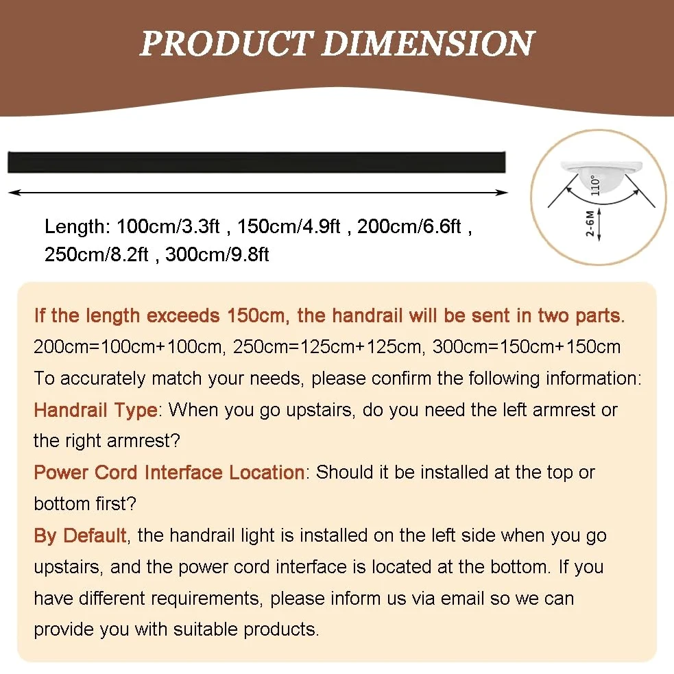 exproyzk Corrimano per Scale A LED con Sensore di Presenza, Corrimano Luminoso A Parete, Ringhiere in Lega di Alluminio — per Terrazze Esterne E Scale Interne(White-White Light,200cm/6.6ft)