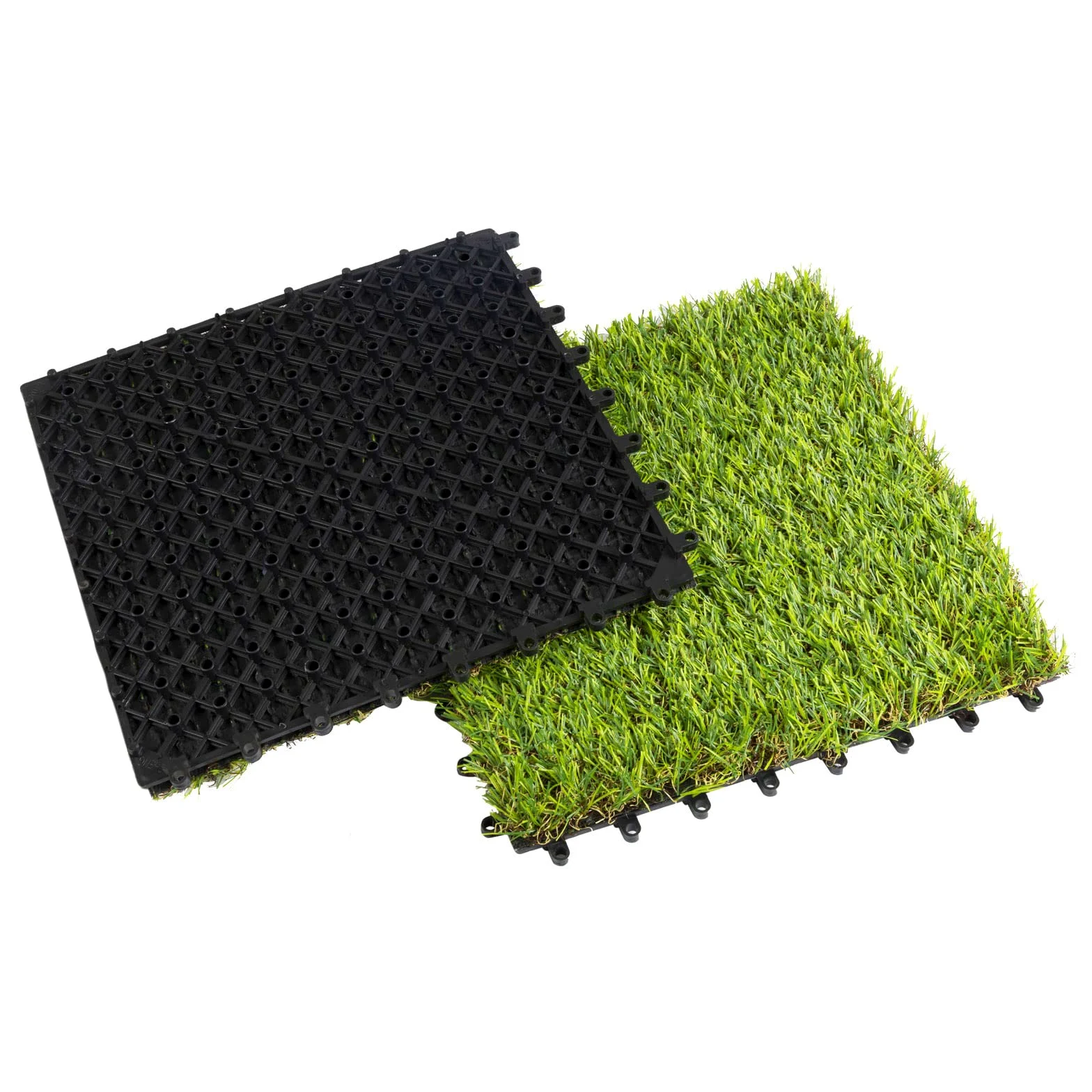 Floordirekt Piastrelle a clic, 30 x 30 cm, 2 m² = 22 piastrelle per terrazze, balconi e terrazze, resistenti alle intemperie, con funzione di drenaggio, erba