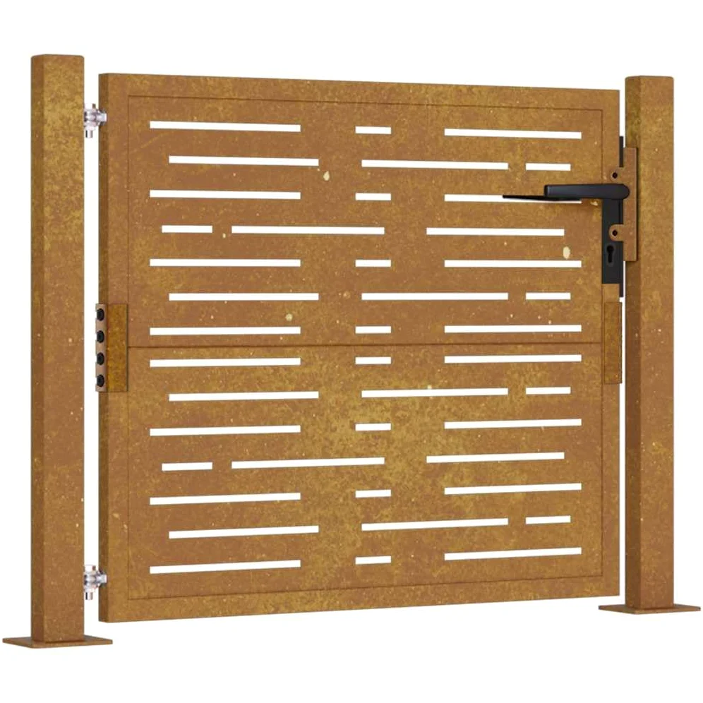 vidaXL Cancello da Giardino 100x75 cm in Acciaio Corten Design Quadrato, cancello, cancello in Acciaio, cancello da Esterno, cancello di Sicurezza