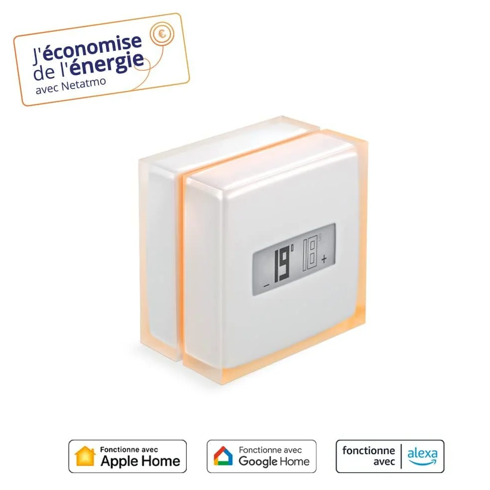 Netatmo Termostato Wifi Intelligente - Controlla il Riscaldamento da Remoto tramite App - Per caldaia individuale, NTH01-AMZ