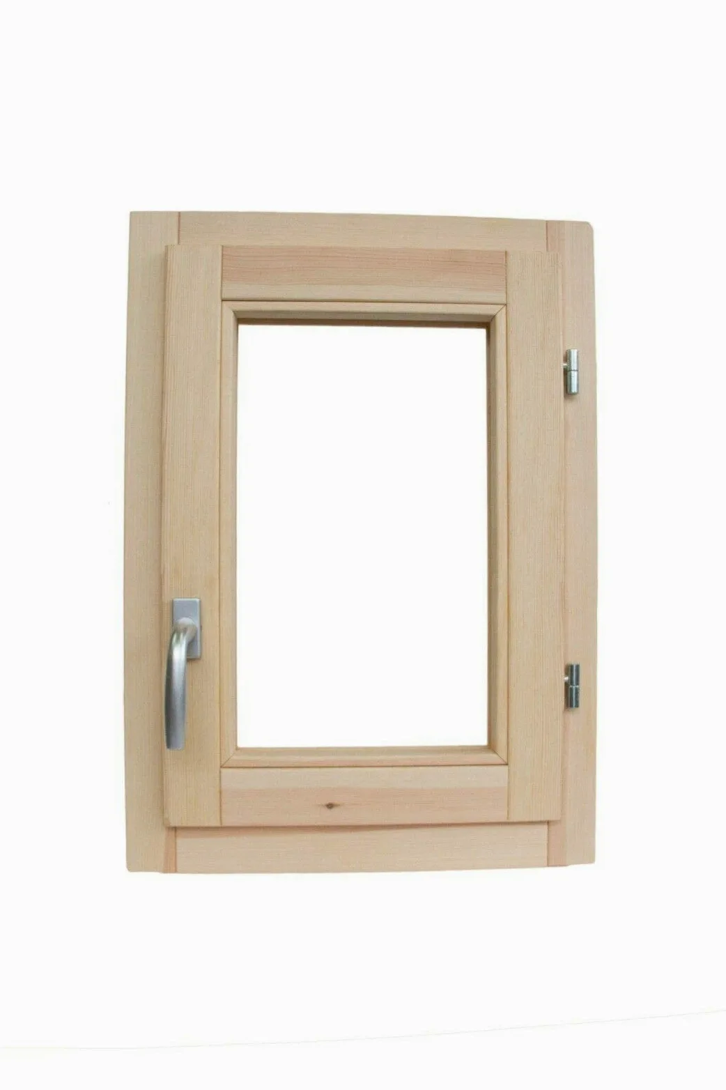 Finestra In Legno - CM L 60 x 60 H Battente - Trattata con Impregnante Preservante Naturale - Legno Lamellare - Doppio Vetro - Maniglia