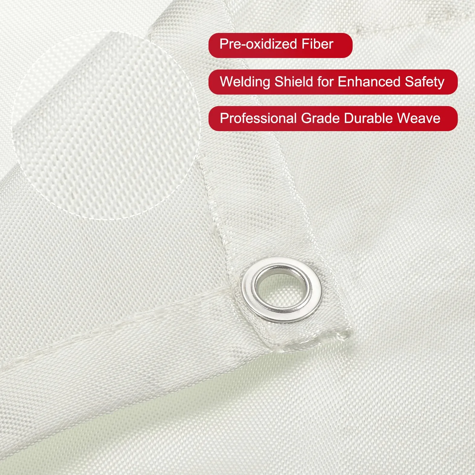 QUARKZMAN Coperta Antincendio Per Saldatura 304x304 Cm, Tessuto Resistente Al Calore In Fibre Di Vetro, Coperta Scudo Termico, Accessori Protettivi, Griglia, Spessore 0.8 Mm, Bianco
