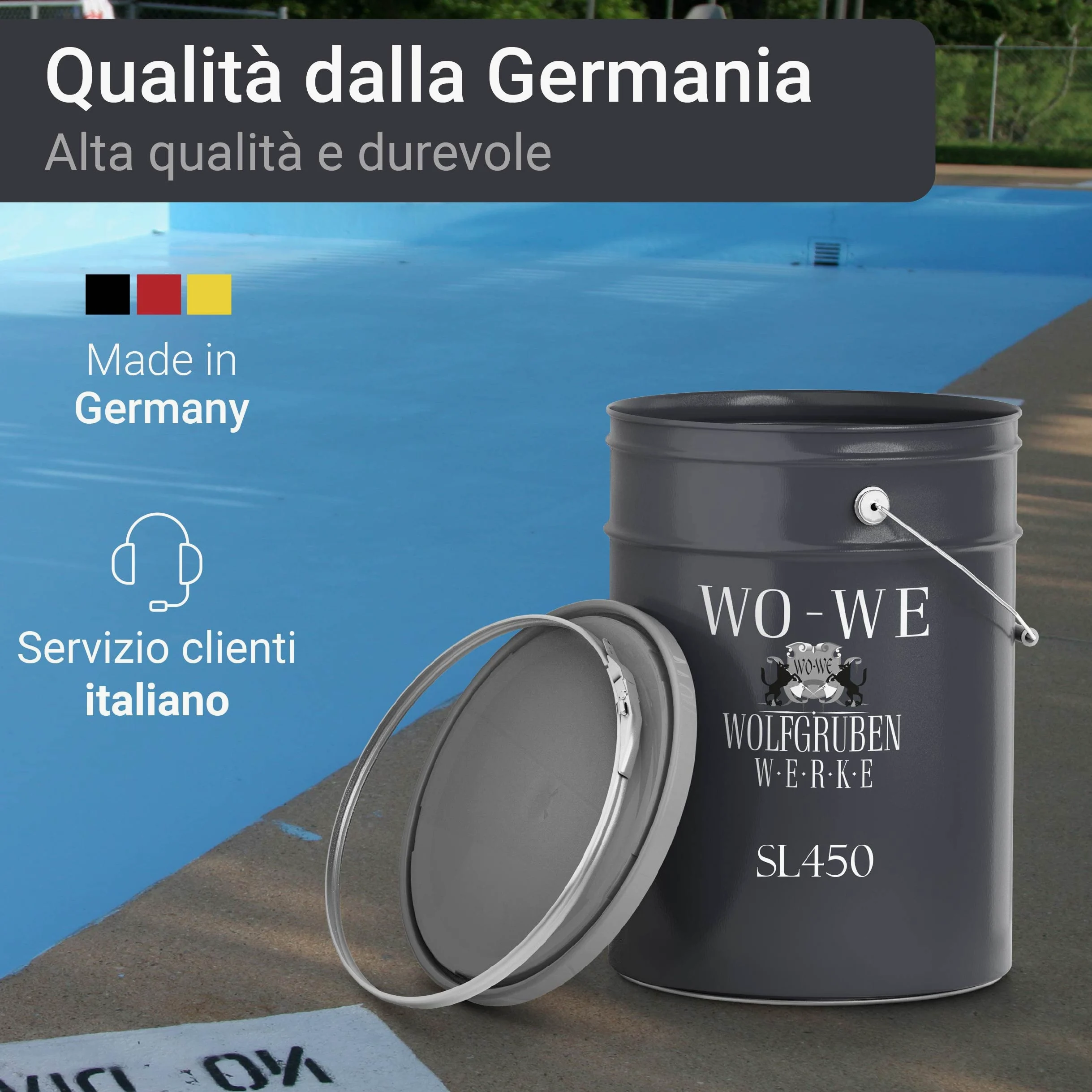 WO-WE Pittura per Piscina Vernice bicomponente Resina epossidica RAL 5012 sim. Blu Luce - 10KG