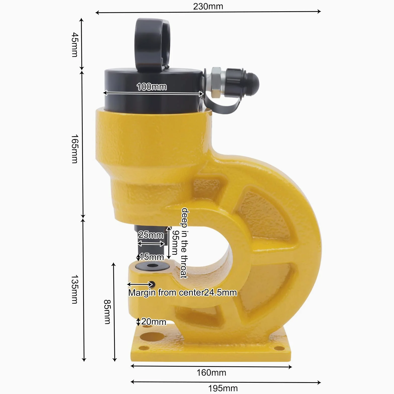 Punzonatrice idraulica CH-60 31T Kit Knockout idraulico con 4 matrici regolabili, perforatrice perforatrice per piastra in ferro, rame, barra in alluminio, acciaio inox (giallo)