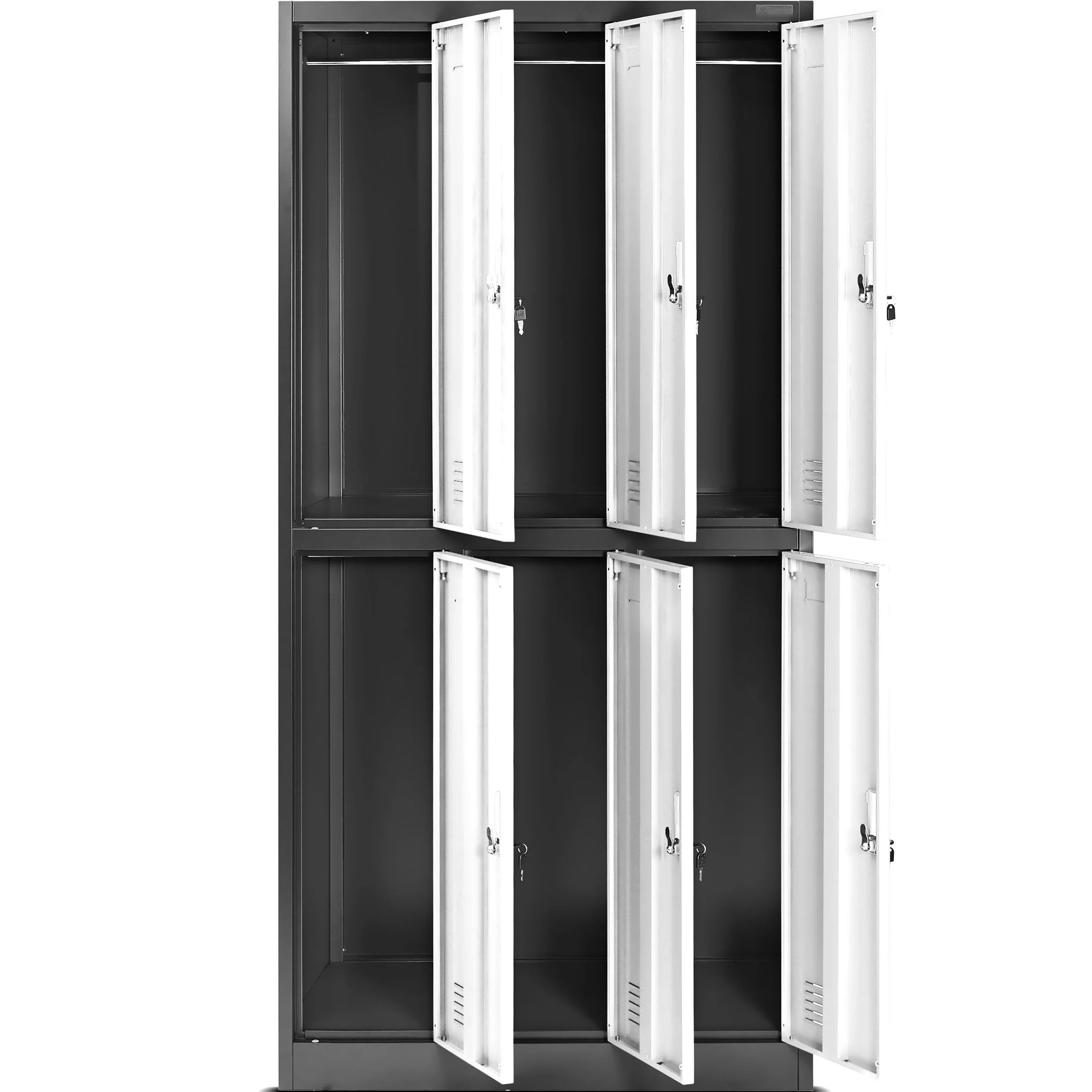 Jan Nowak Armadietto spogliatoio Armadio metallico con 6 Scomparti Fessure di ventilazione Rivestimento in polvere 185 cm x 90 cm x 45 cm (Antracite-Bianco)